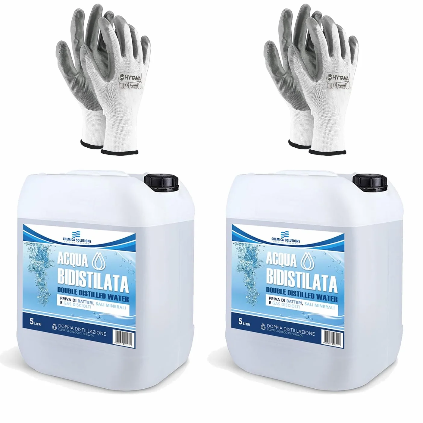 Acqua Bidistillata Pura 2 X 5 Litri per Uso Industriale e Clinico - Demineralizzata Made in Italy