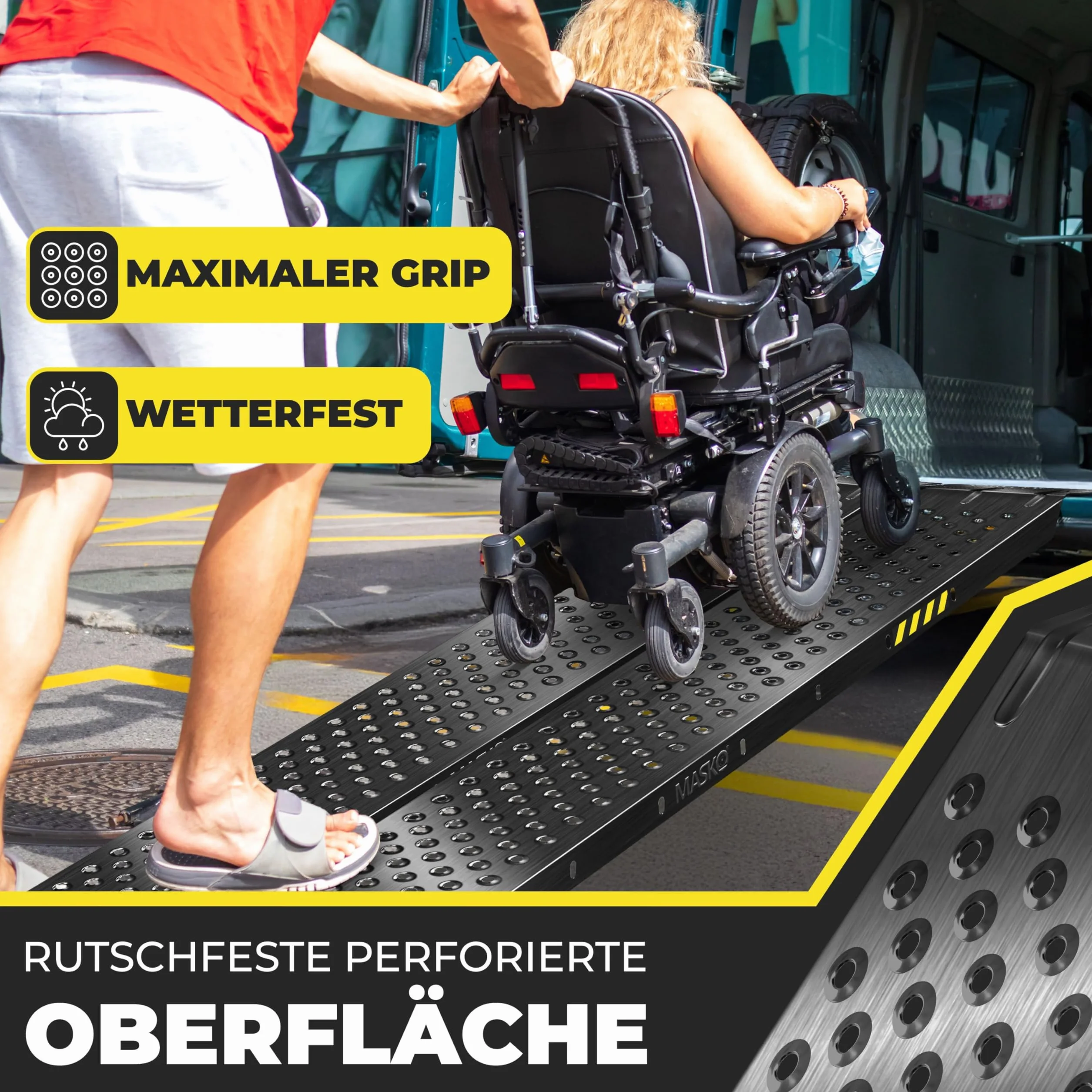 MASKO® 2X rampa Max 400kg* per paio | Bacino di carico | acciaio zincato | antiscivolo | 200kg* per unità | per autovetture quad ATV per motociclette