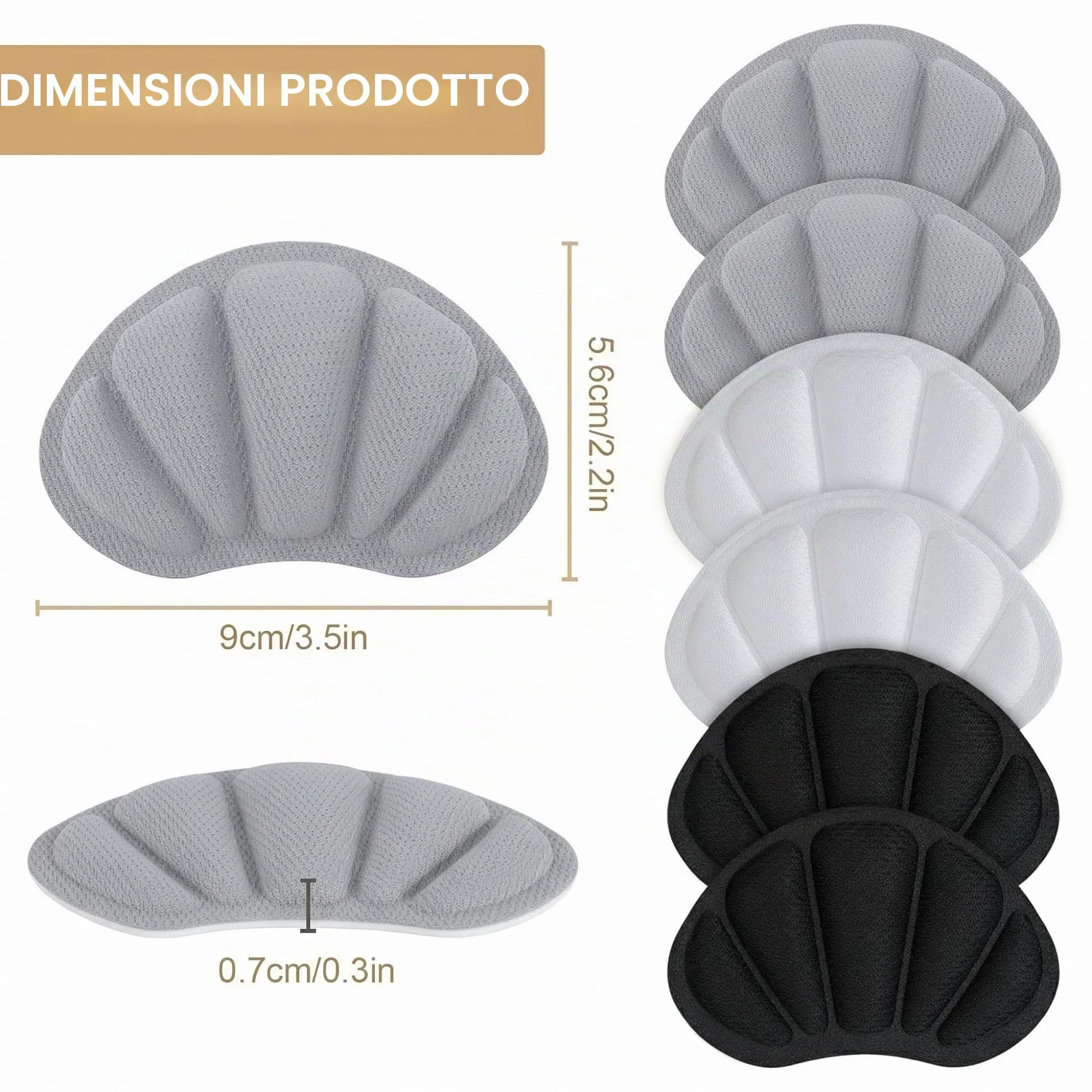 Cuscinetti Salva Tallone Autoadesivi 3 Paia per Scarpe, Antiscivolo, Morbidi per Prevenire Sfregamenti & Vesciche