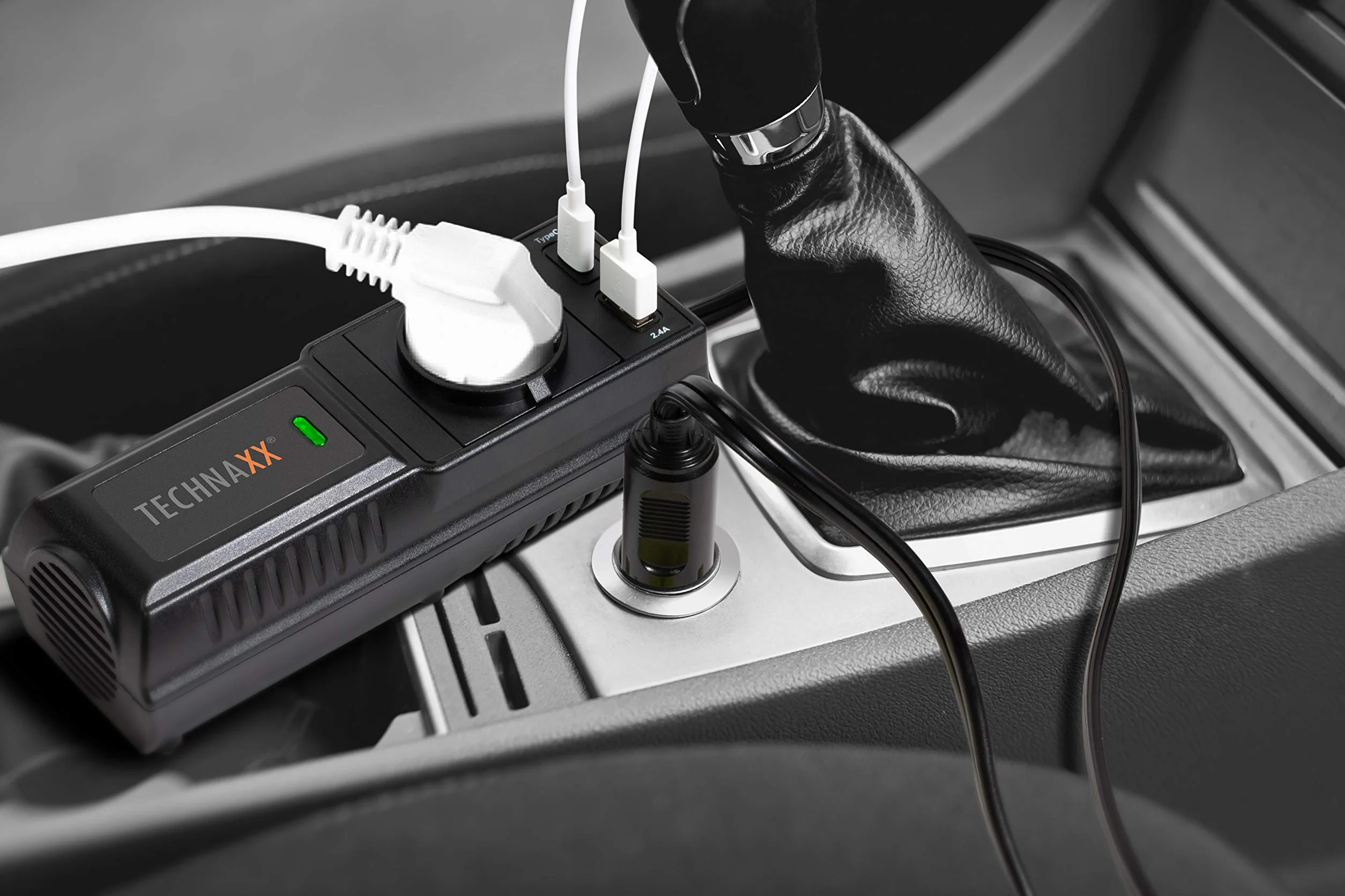 Technaxx Invertitore Potenza Auto 200W Convertitore Tensione 12V 230V USB Schuko TE21
