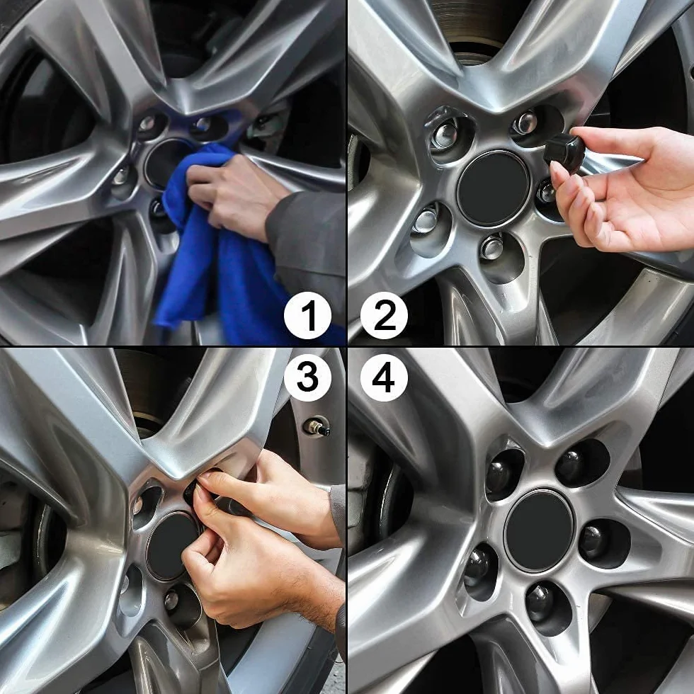 Gebildet 22 Pezzi Tappi a Vite Ruota Set Universale 21 mm, Copridadi Ruota per Auto, Tappi Dadi Ruota Cerchione, Coperture Copricerchi con Estrattore (Nero)