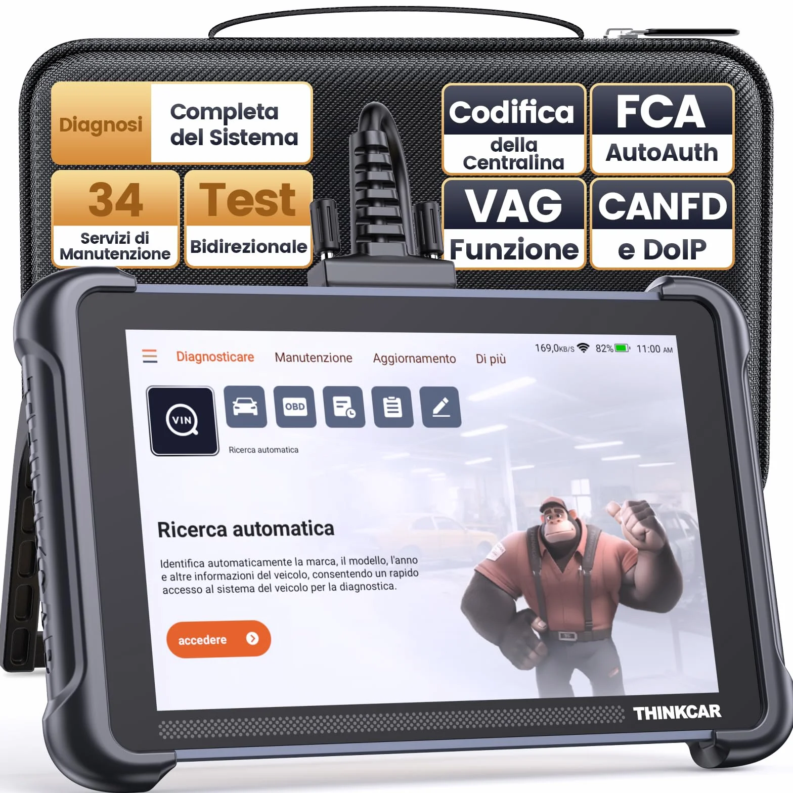 thinkcar ThinkScan 689 OBD2 Auto Diagnostica Diagnosi Completa Sistema 34 Manutenzione Test Attuazione Codifica ECU DoIP CANFD FCA