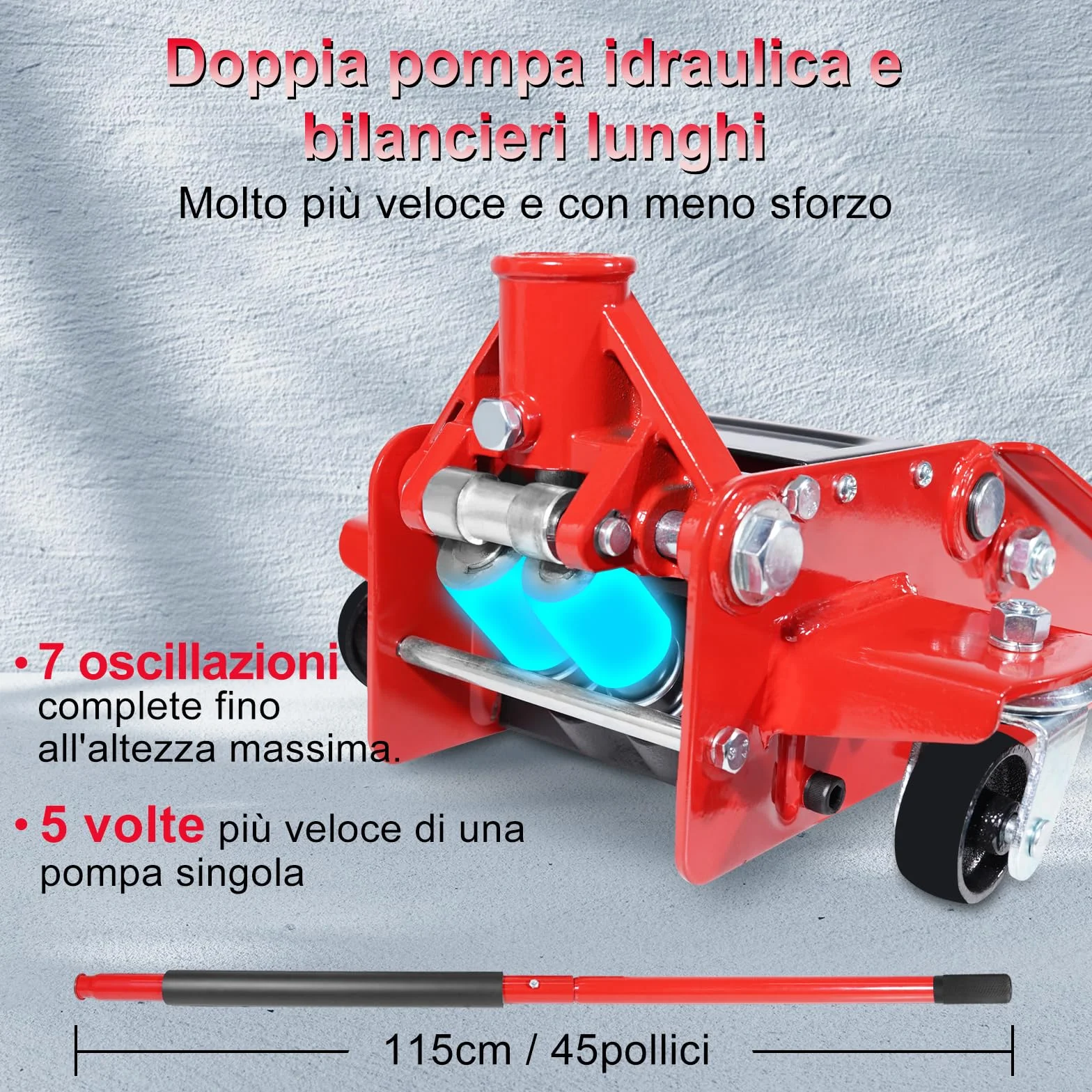 HYCHIKA Cric a carrello da corsa in acciaio,ultra basso profilo con pompa a sollevamento rapido a doppio pistone,capacità 3 tonnellate