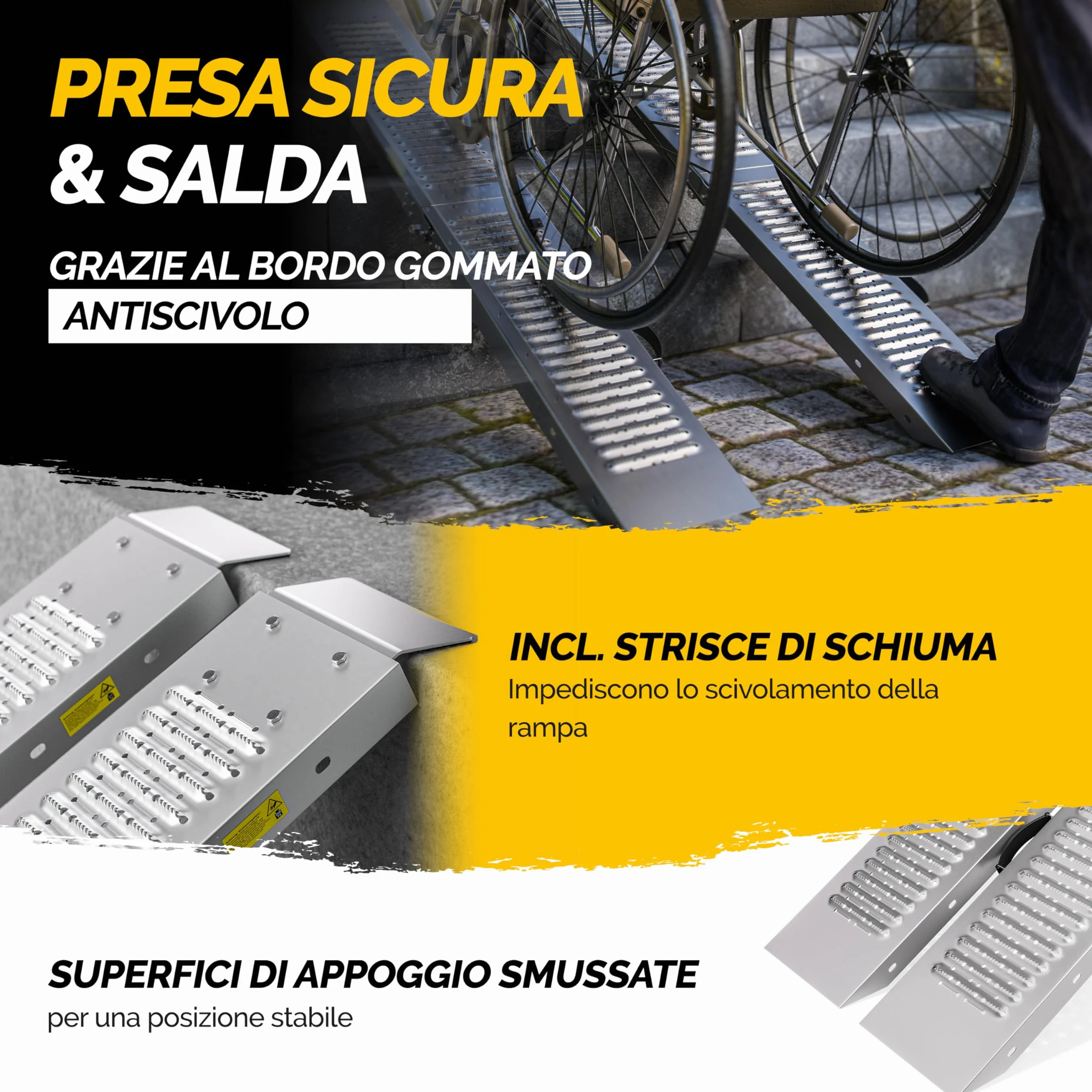 Monzana 2x Rampa di Carico Pieghevole Max. 400kg Acciaio Zincato Antiscivolo Pedane Moto Quad