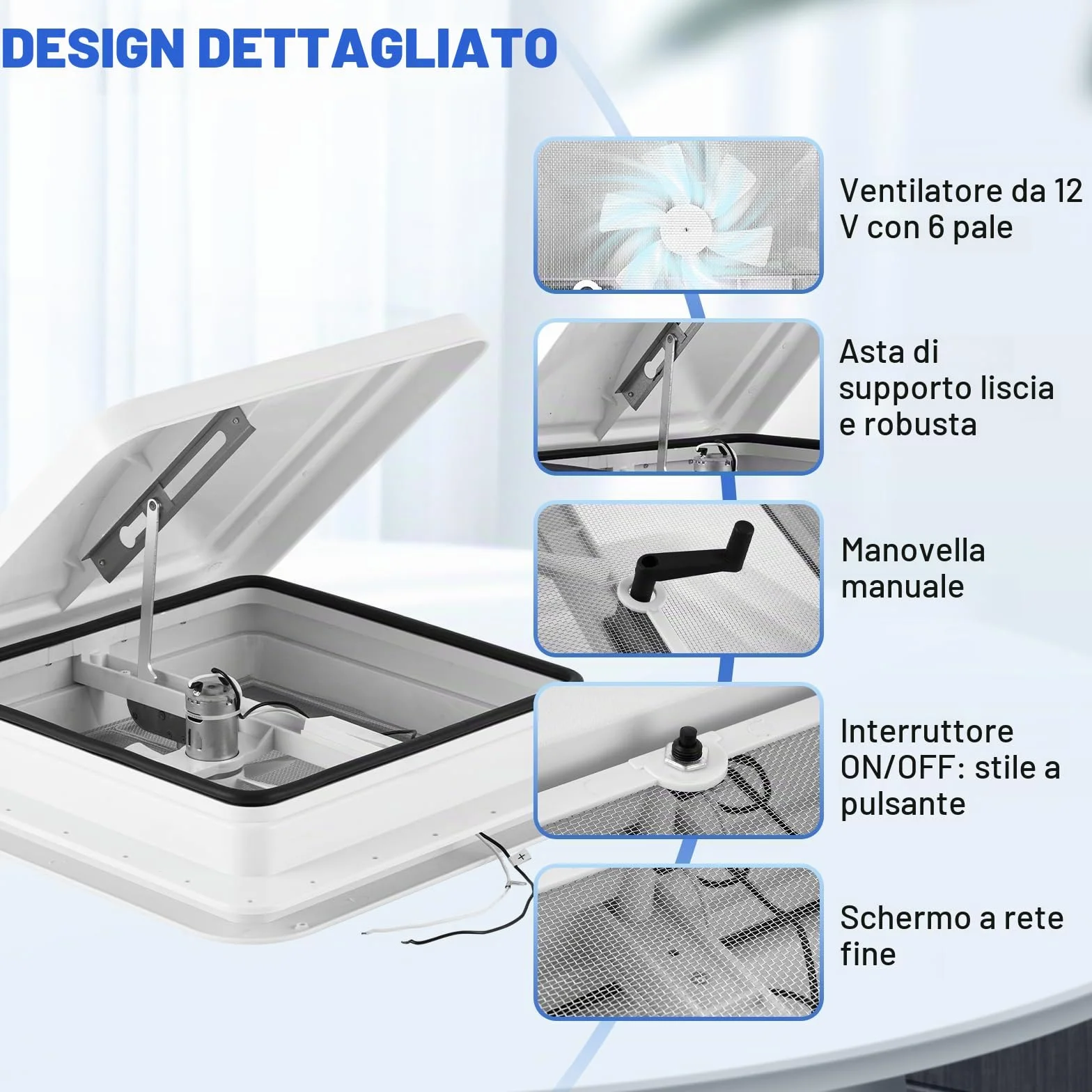 YUCHENGTECH Ventilatore da Tetto per Roulotte 14" Ventilatore per Camper 12V Ventilazione da Tetto con Telecomando, Basso Rumore, Impermeabile per Camper, Roulotte, Rimorchi
