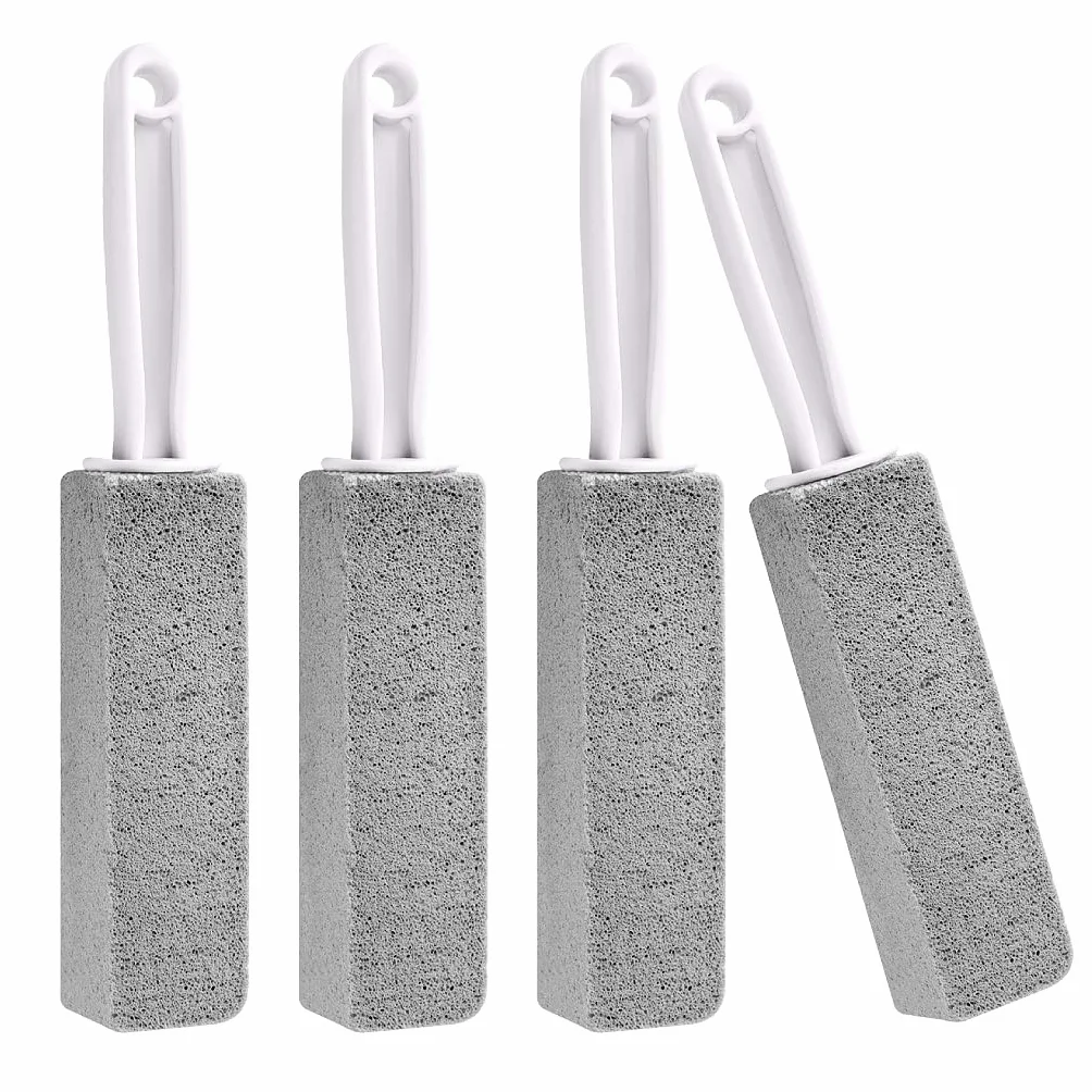 Pietra pomice naturale con manico, 4 spazzole detergenti per WC, barbecue, cucina, bagno