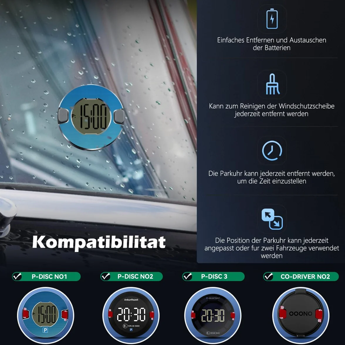 OOONO Naklejki Adhezyjne do Dysku Parkingowego NO2 NO3 6 Sztuk