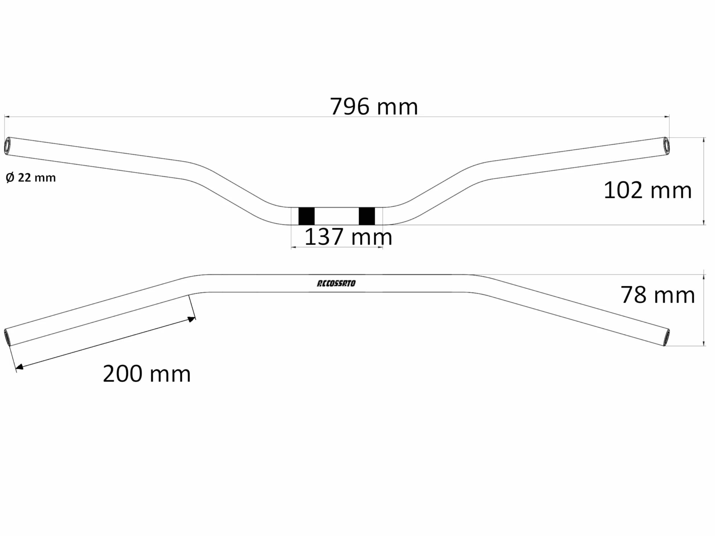 Manubrio Accossato Omologato ABE Nero Alluminio Compatibile YAMAHA MT-07 TRACER 2016-2019 Ø22 mm