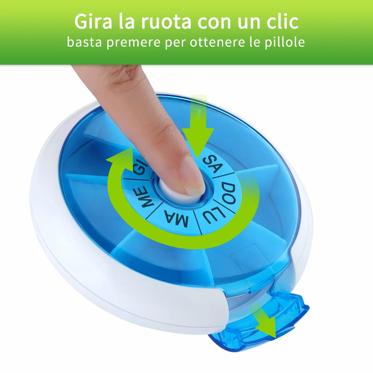 Portapillole Giornaliero Tascabile 7 Scomparti Organizzatore Tondo per Viaggi