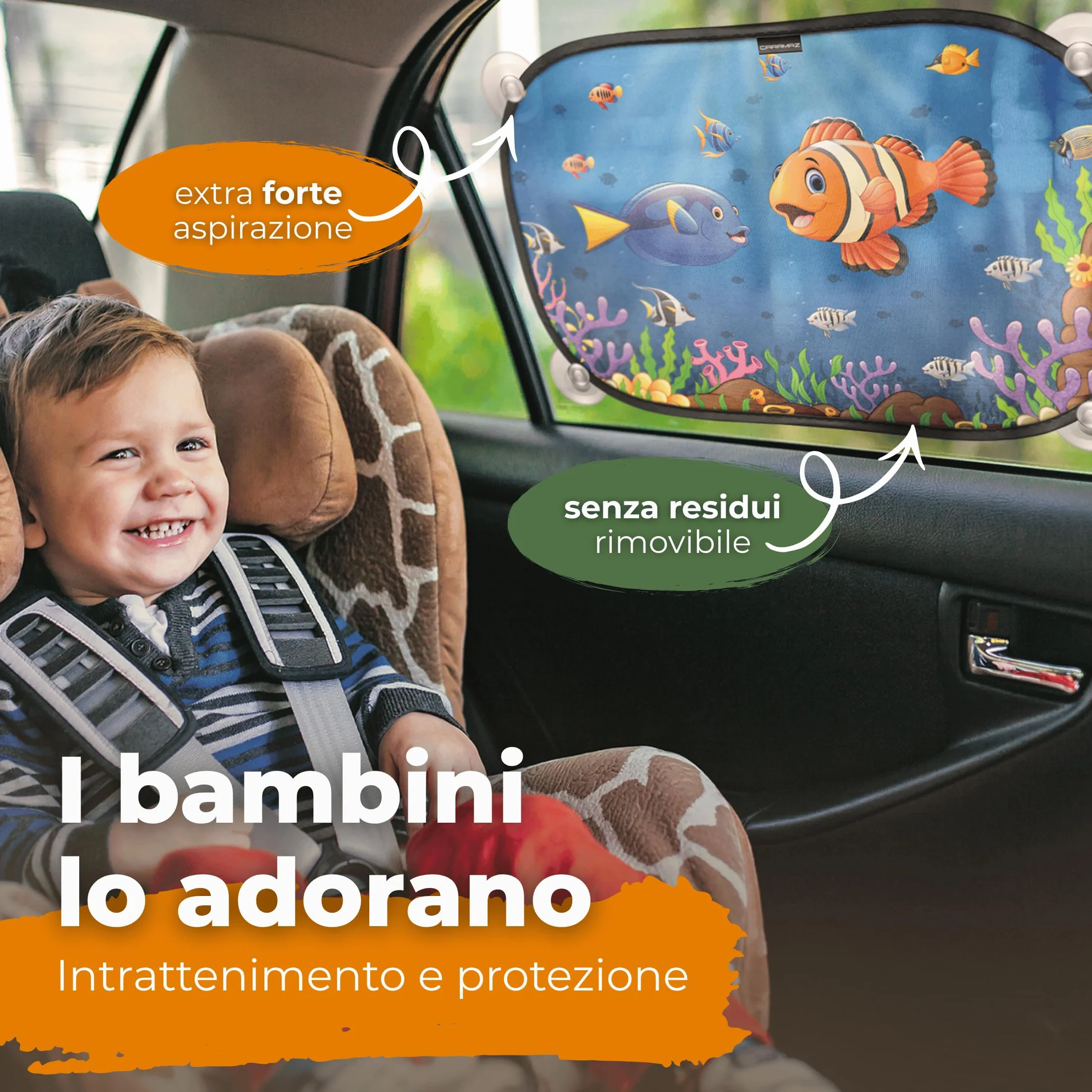 CARAMAZ Parasole per Auto Protezione UV 48 x 30 cm con Ventosa 2 Pezzi
