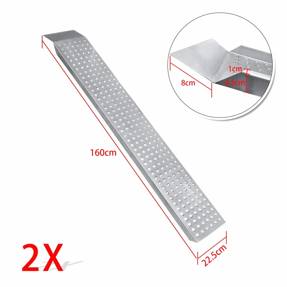 FIVMEN 2 rampe di carico per auto, portata: 400 kg, in acciaio zincato, per moto, ATV, rimorchi, auto, argento, 160 cm