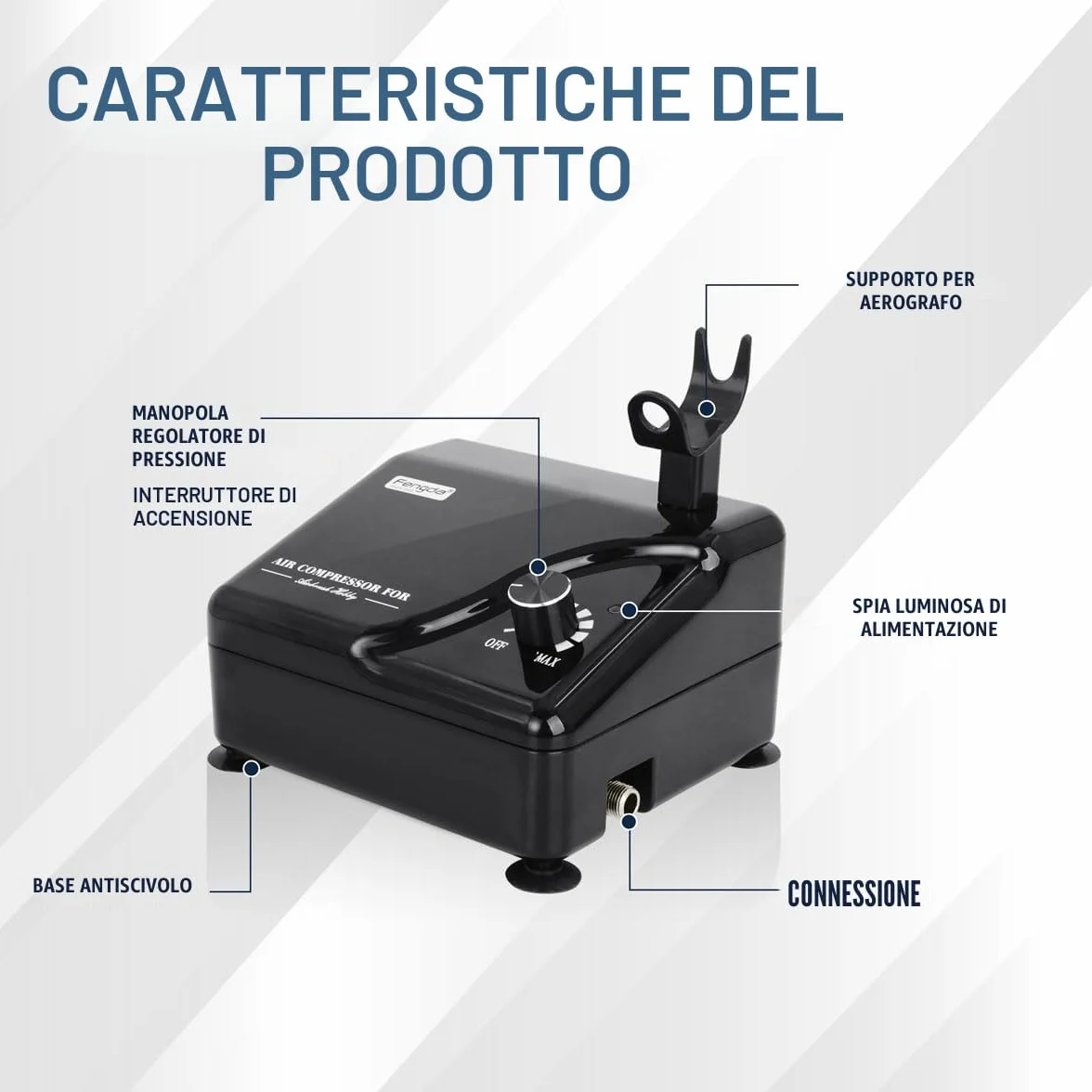 Fengda FD-207K Kit aerografo professionale con compressore intelligente