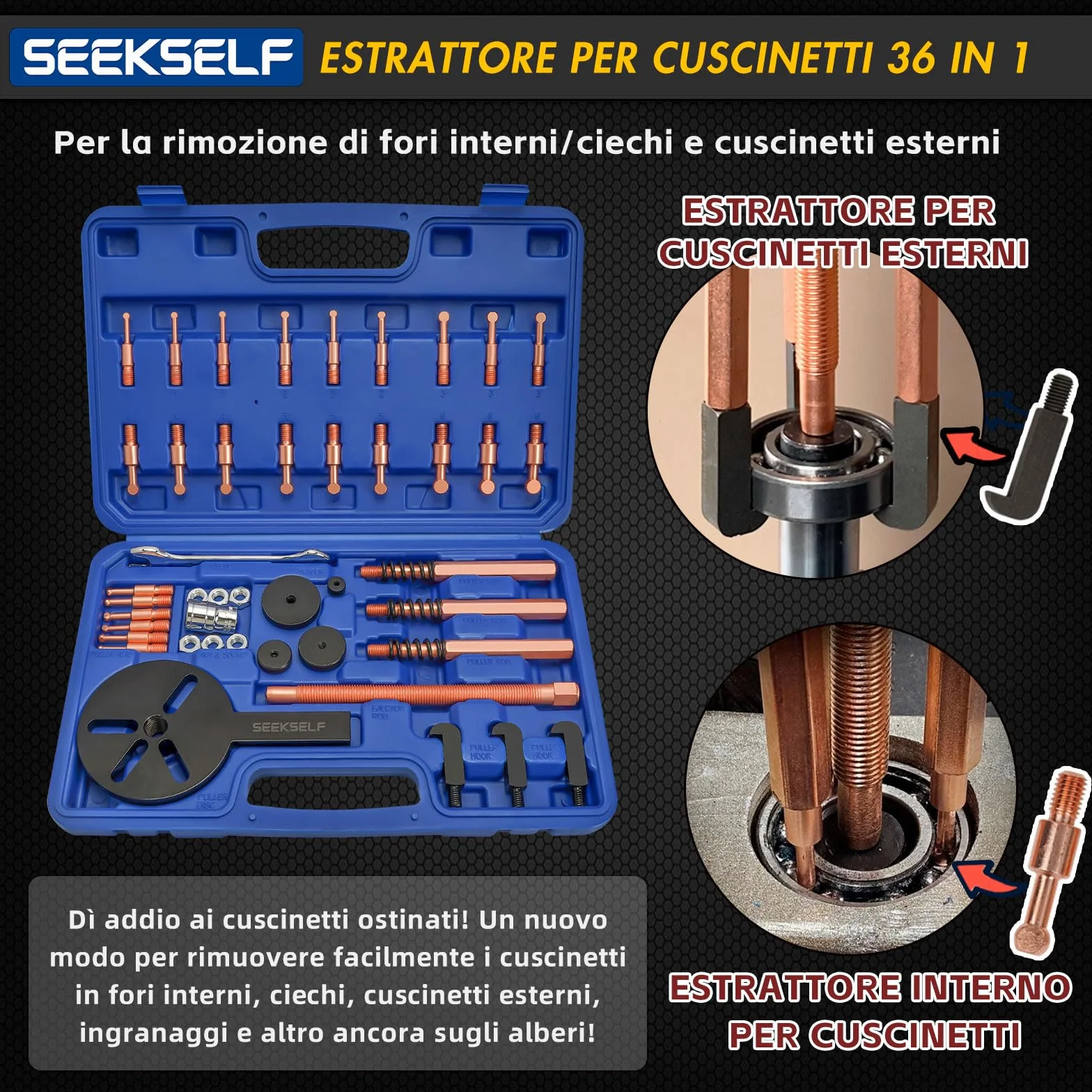 Set di Estrattori per Cuscinetti Interni, Kit Separatore, Strumento di Rimozione