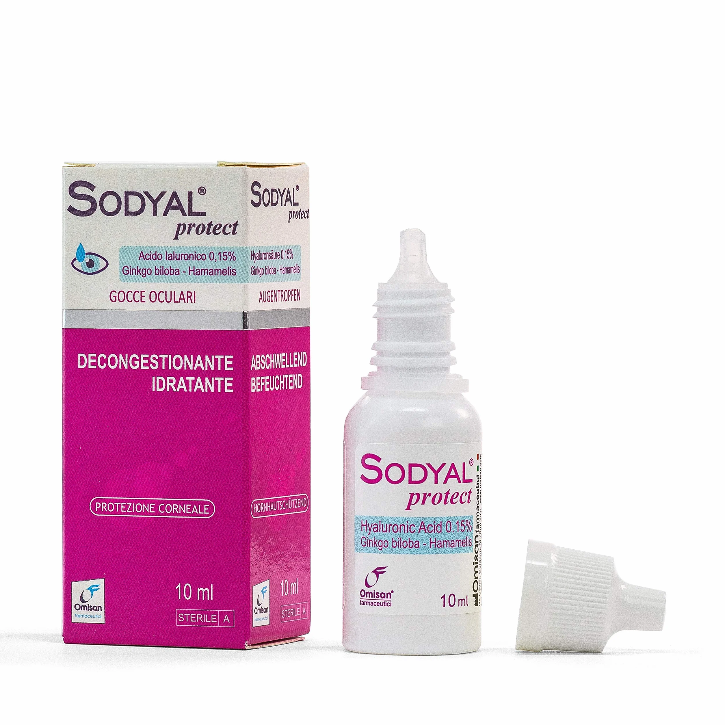 Sodyal Protect Decongestionante e Lubrificante Gocce Oculari Acido Ialuronico Ginkgo Biloba Hamamelis 10 ml