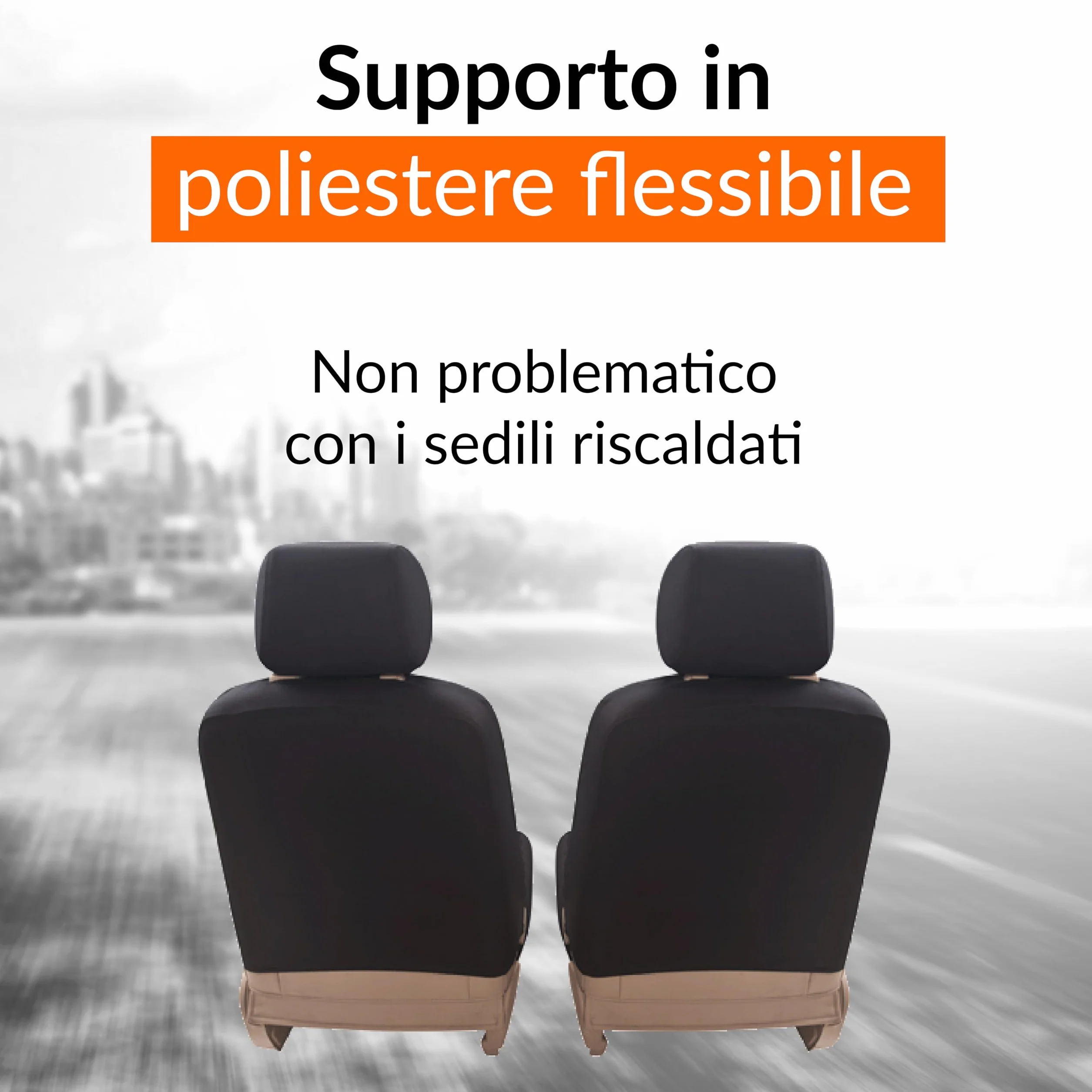 Coprisedili Auto Universali Ecopelle Grigio Set Completo Anteriore e Posteriore