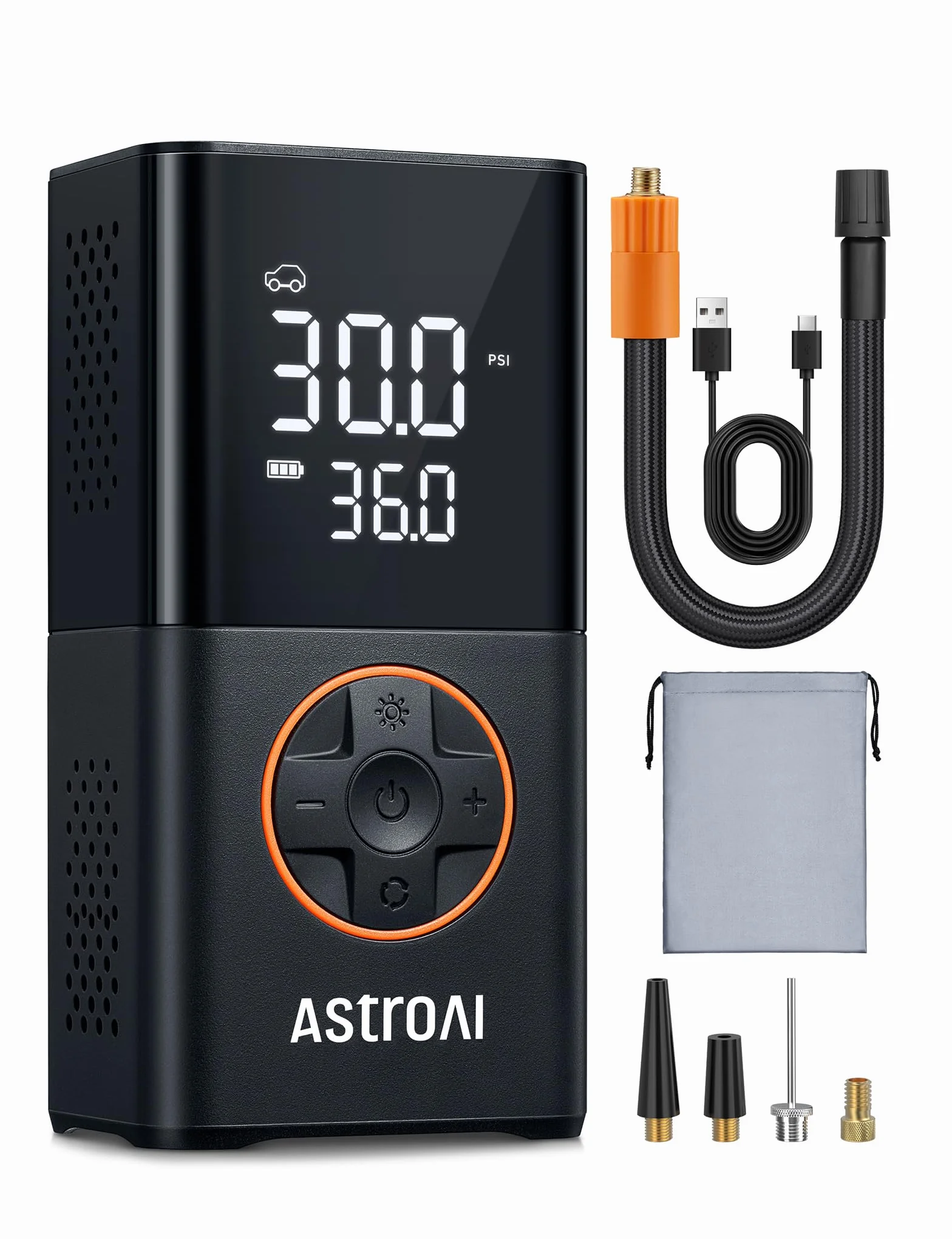 AstroAI Compressore Aria Portatile Mini Pompa d'Aria Auto con Batteria 4000 mAh LED