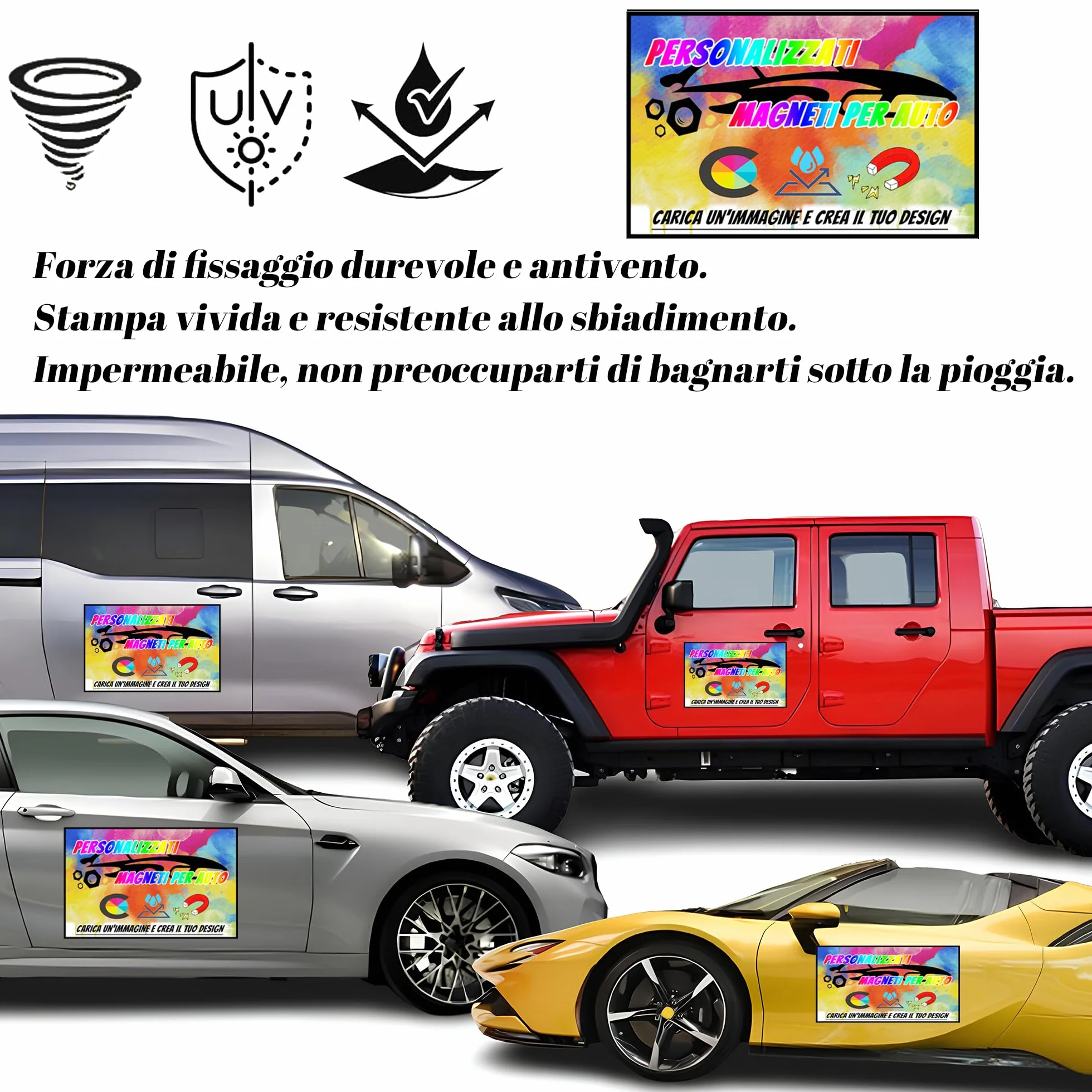 Adesivi per Auto Magneti Personalizzati con Testo e Logo, Magnete Pubblicità Aziendale
