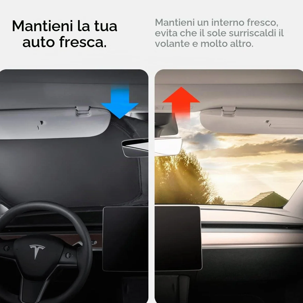 Spigen Tesla Model 3 (~2026 Highland) Model Y (~2026 Juniper) CryoShade Parasole per Parabrezza Anteriore Pieghevole, Protezione Solare Contro i Raggi UV, Accessori per Tesla
