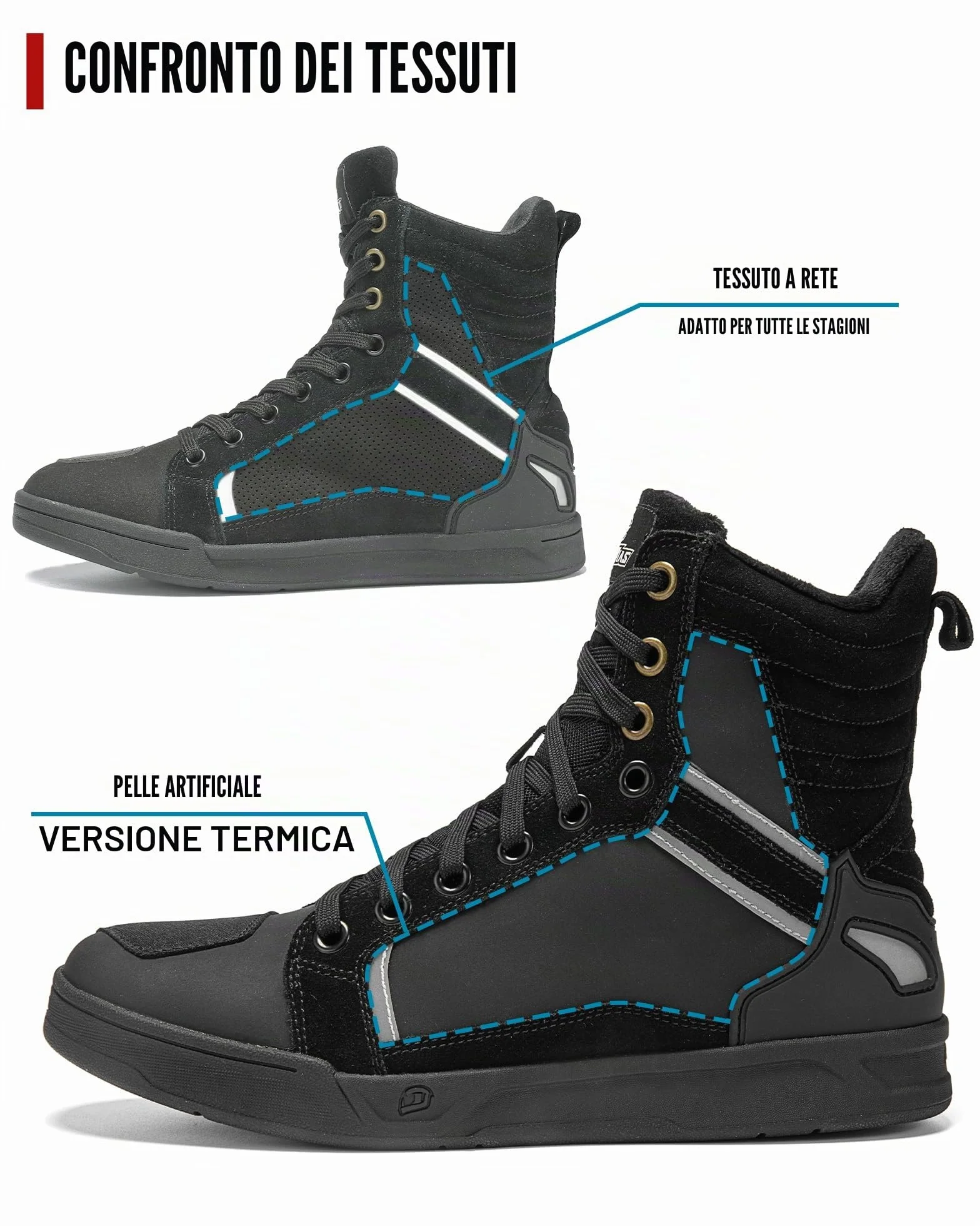 BORLENI Scarpe Moto Uomo Inverno Plus Velluto Caldo Stivali da Motocross con Fodera in Pile Cerniera Laterale Paraleva Suola Antiscivolo Nero 44