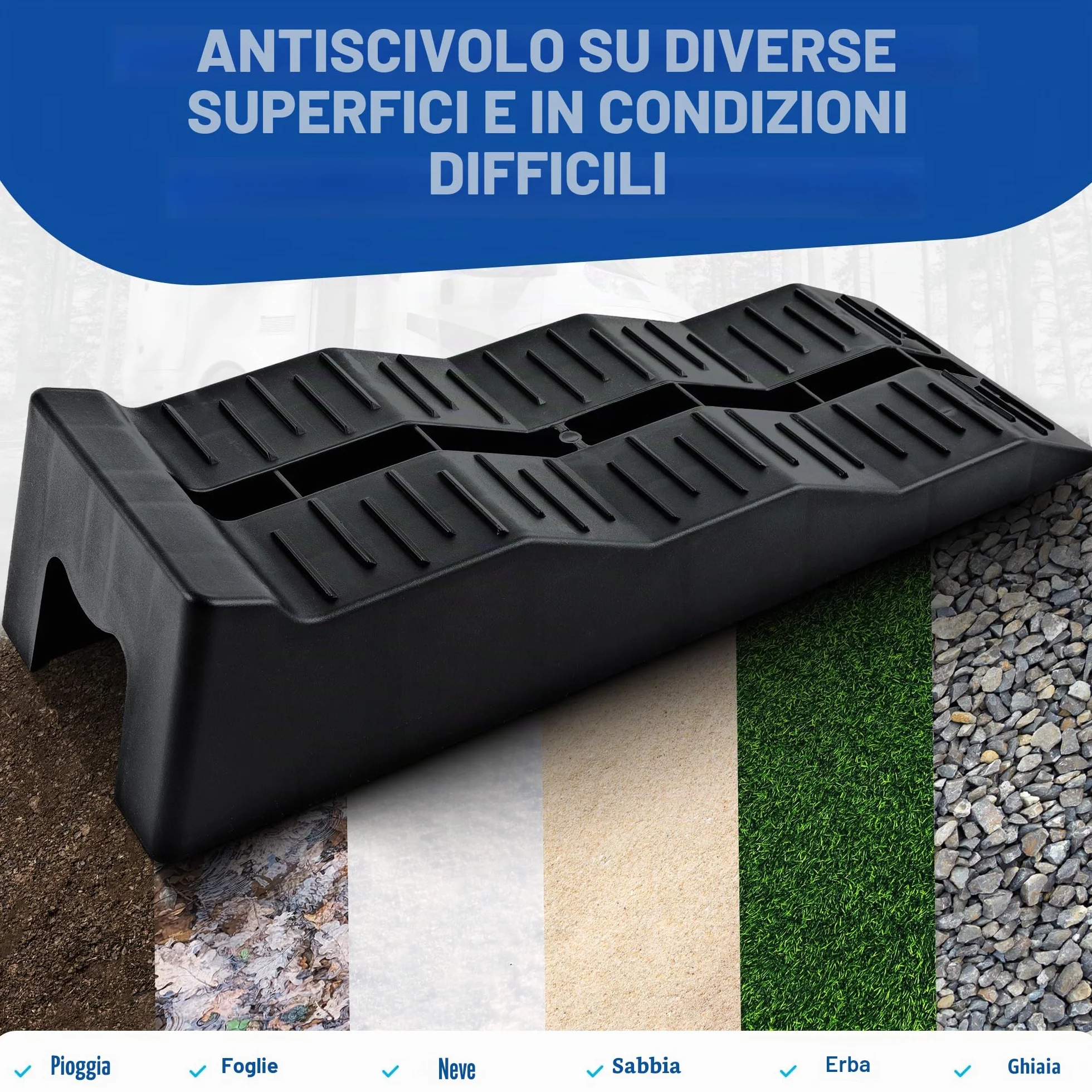 Set di cunei di livellamento per camper 3 livelli 3000 kg antiscivolo