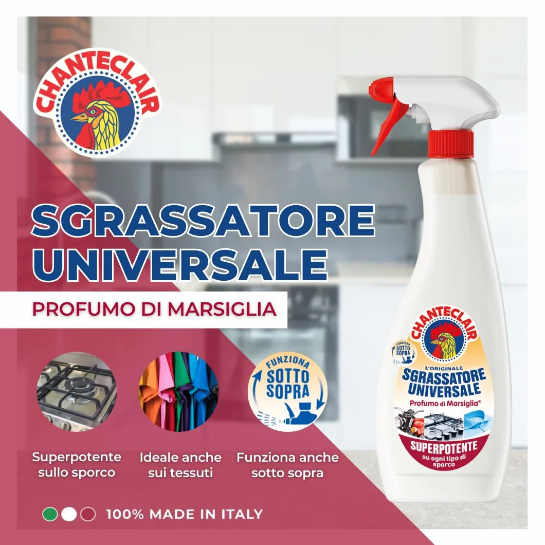 Chanteclair Sgrassatore Universale Superpotente Profumo di Marsiglia 1 Spray + 2 Ricariche 700 ml