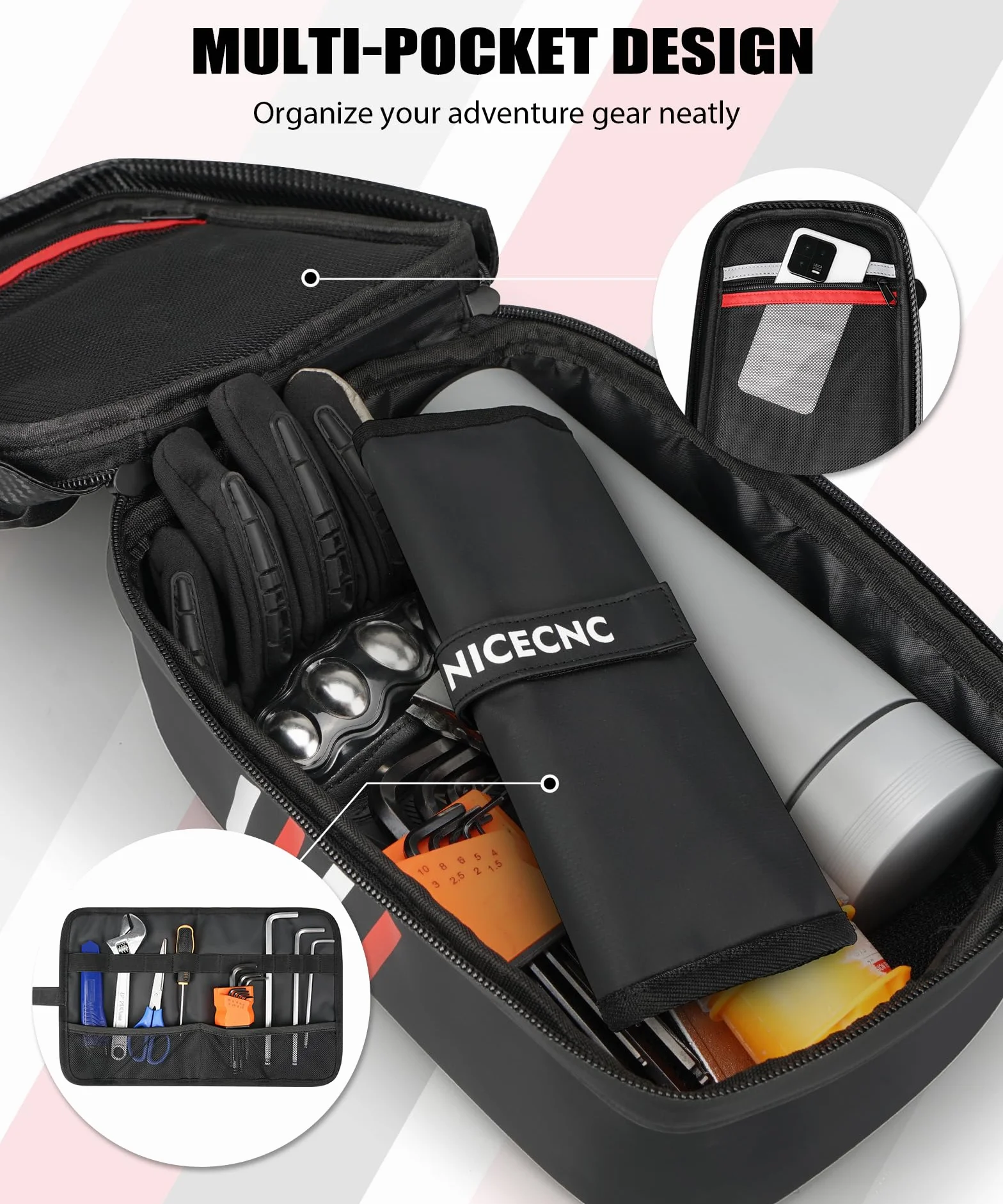 NICECNC Borsa Fender posteriore impermeabile per Dirt Bike Motocross Tool Organizzatore universale