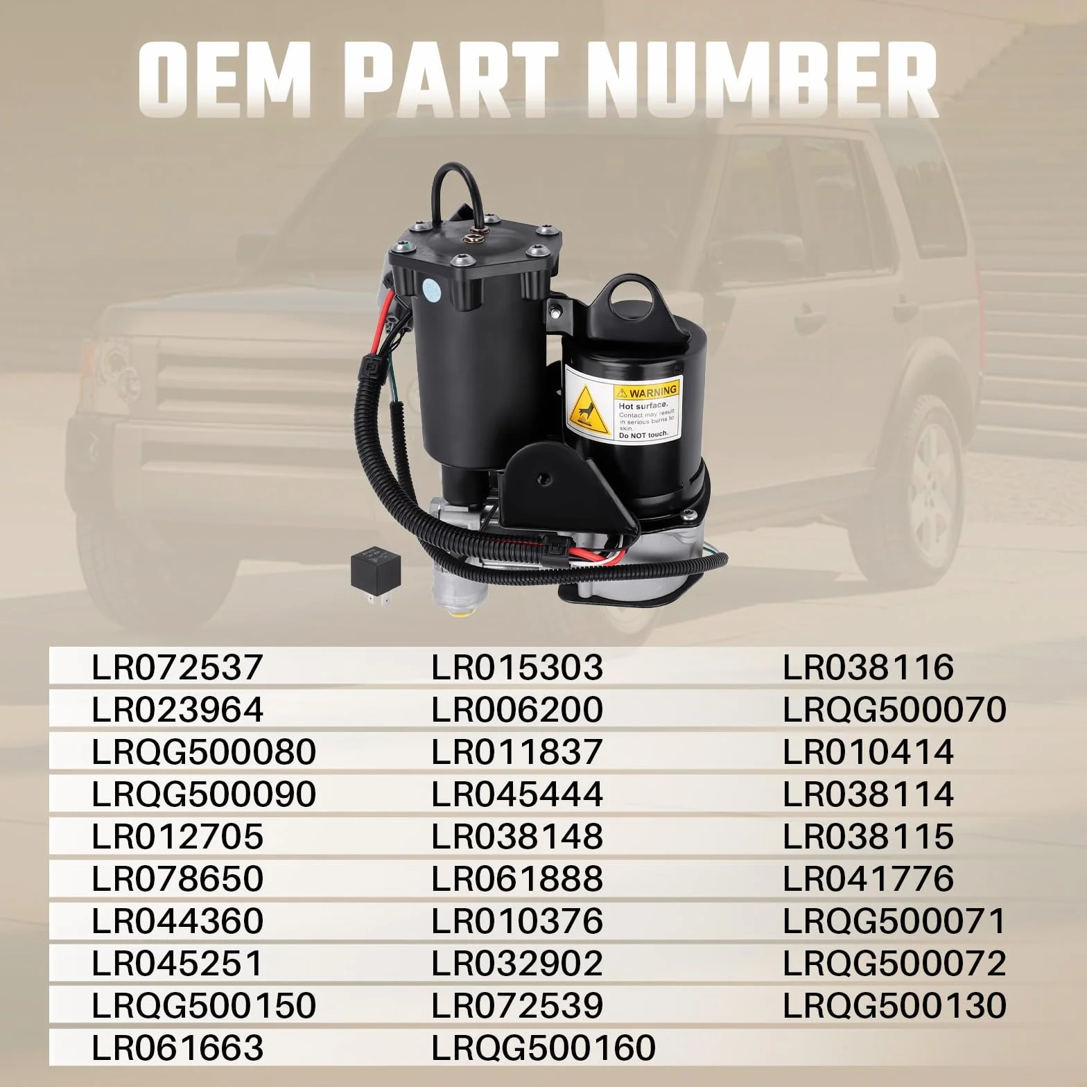 Pompa compressore a 6 poli per sospensioni pneumatiche, adatta per LR3 LR4 Sport,Discovery3 2004-2009, Discovery4 2009-2012, accessorio auto # LR023964 LR015303 LR045251