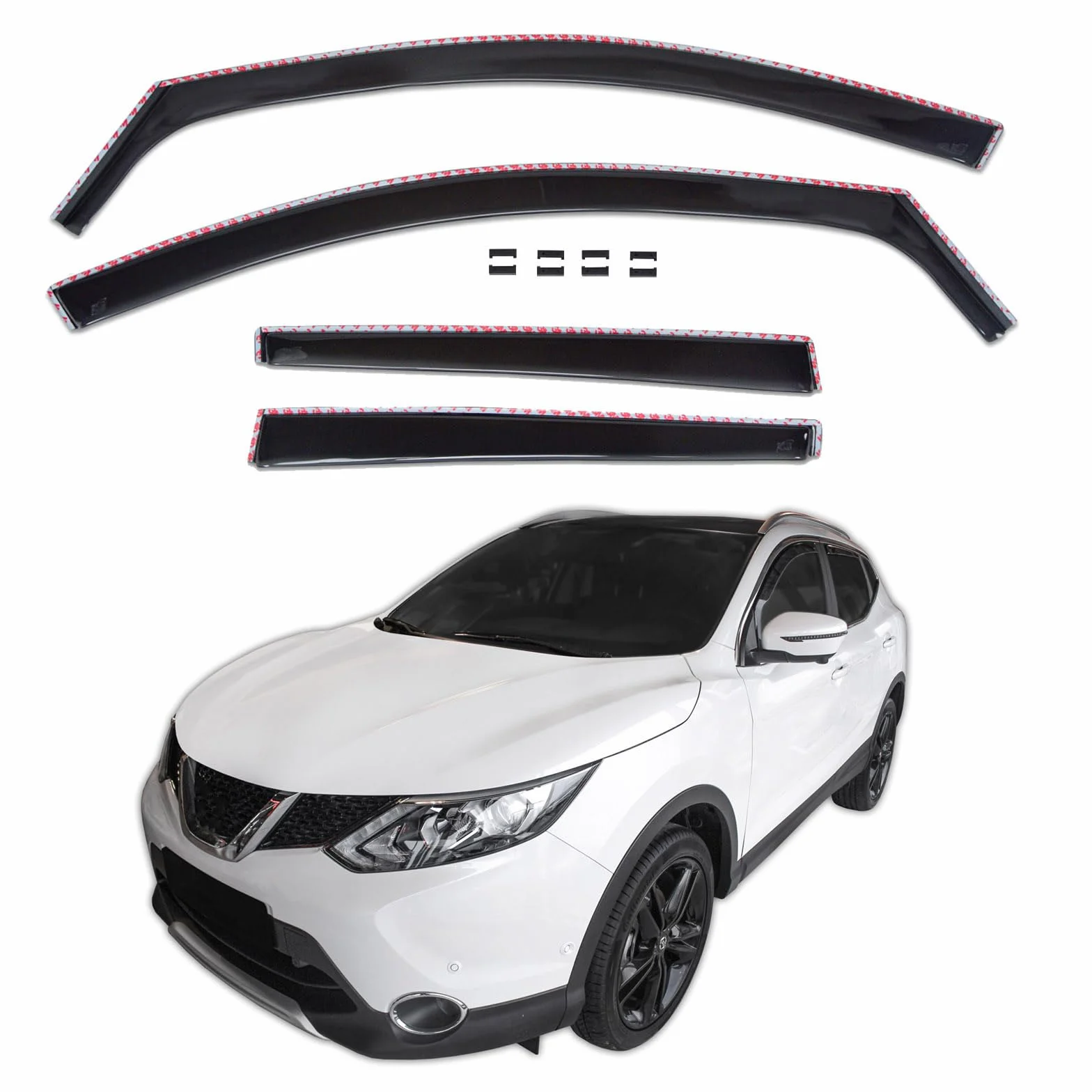 Deflettori d'Aria per Nissan Qashqai J11 2014-2021, Set da 4 Pezzi, Nero Fumé Oscurato