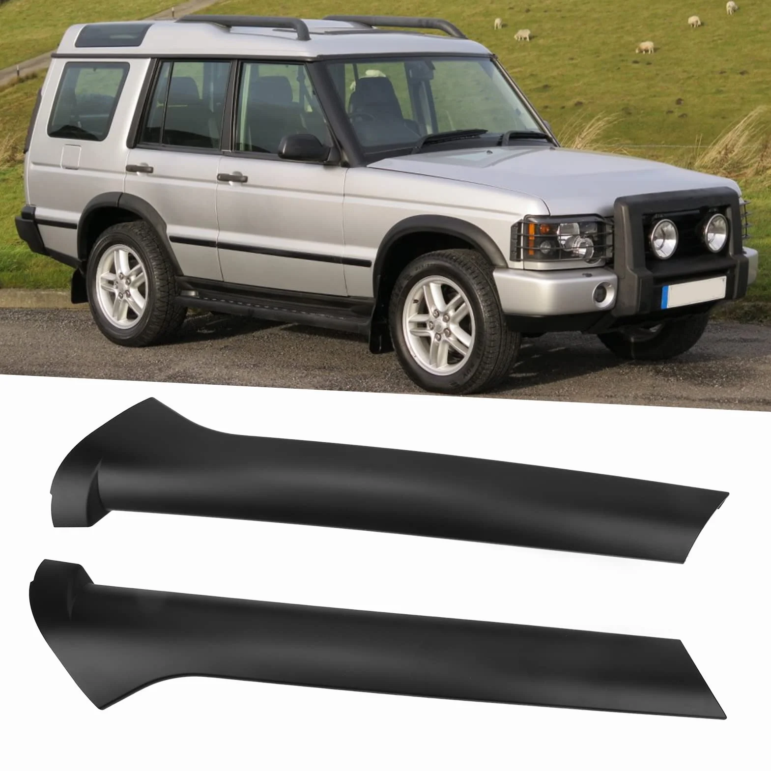 Modanatura Montante Esterna Parabrezza 2 Pezzi DCB500060PMA per Land Rover Discovery 2 1999-2004, Materiale ABS Premium, Facile da Installare