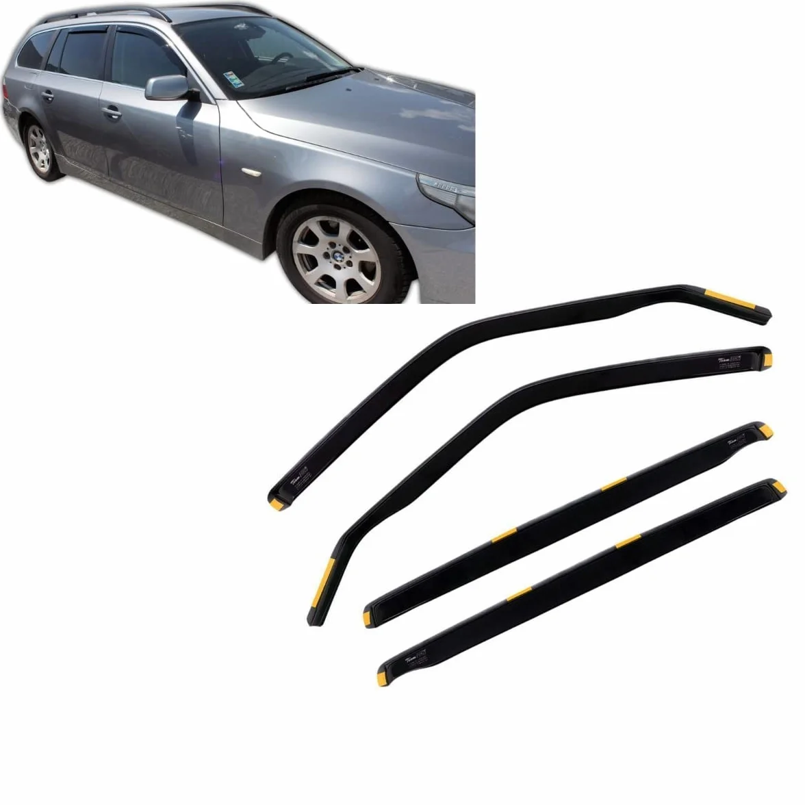 J&J AUTOMOTIVE Deflettori d'Aria per BMW 3 Series E91 Wagon 2005-2012 Set 4 Pezzi Nero Fumé Oscurato