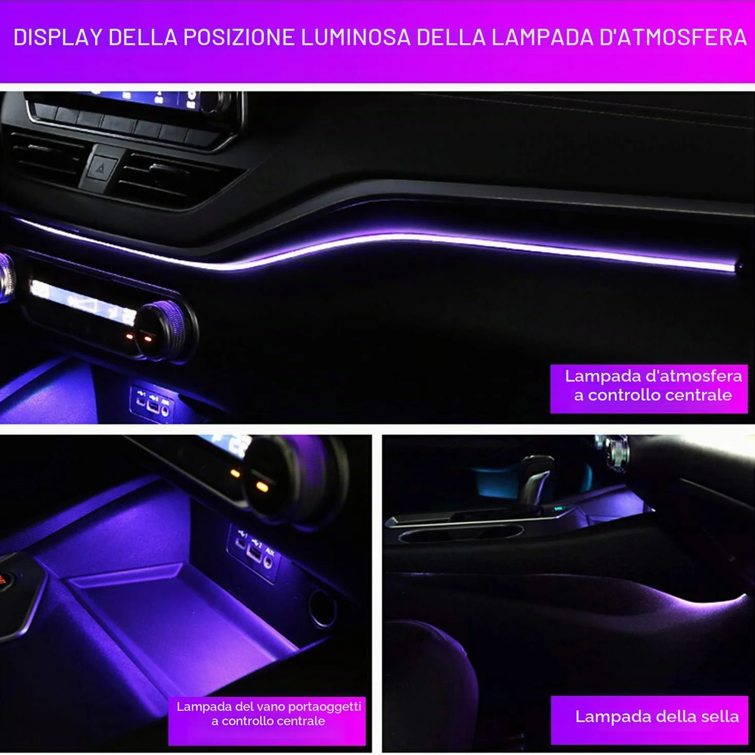 Striscia LED RGB per interni auto, 6 meter, per auto, con app