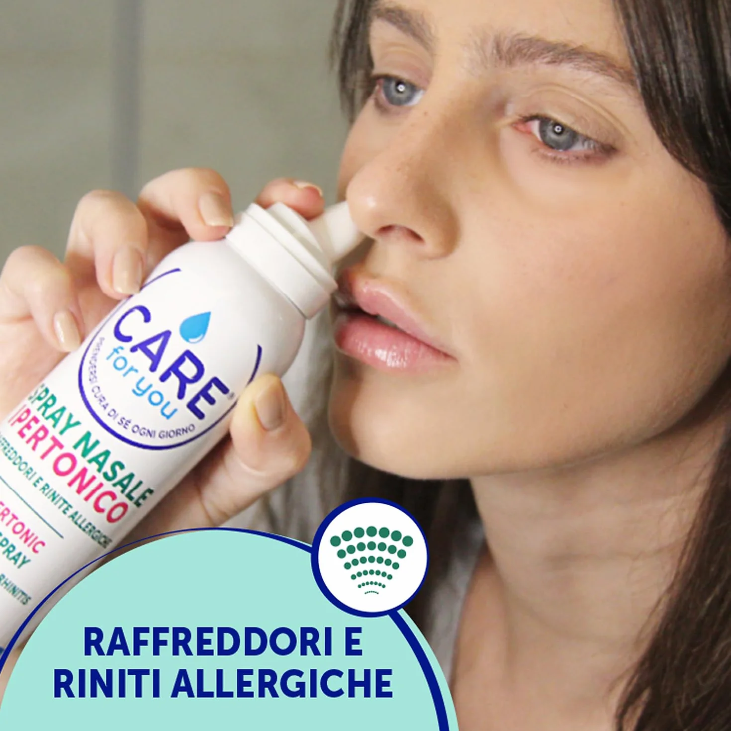 CARE For You Spray Nasale Ipertonico 125ml - Soluzione Acqua di Mare per Raffreddore e Allergie