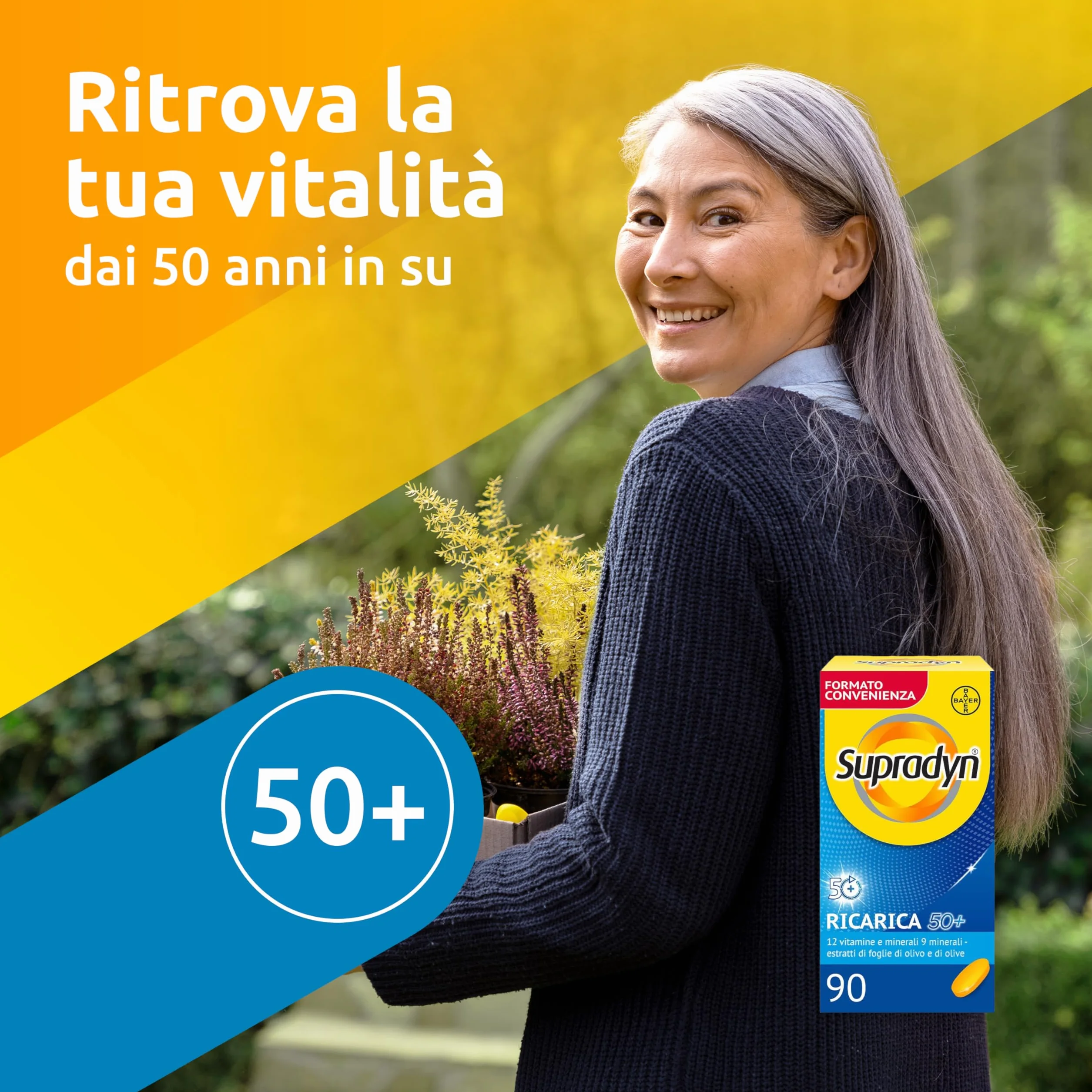 Supradyn Ricarica 50+ Integratore Multivitaminico Completo Vitamine e Minerali 90 Compresse Rivestite