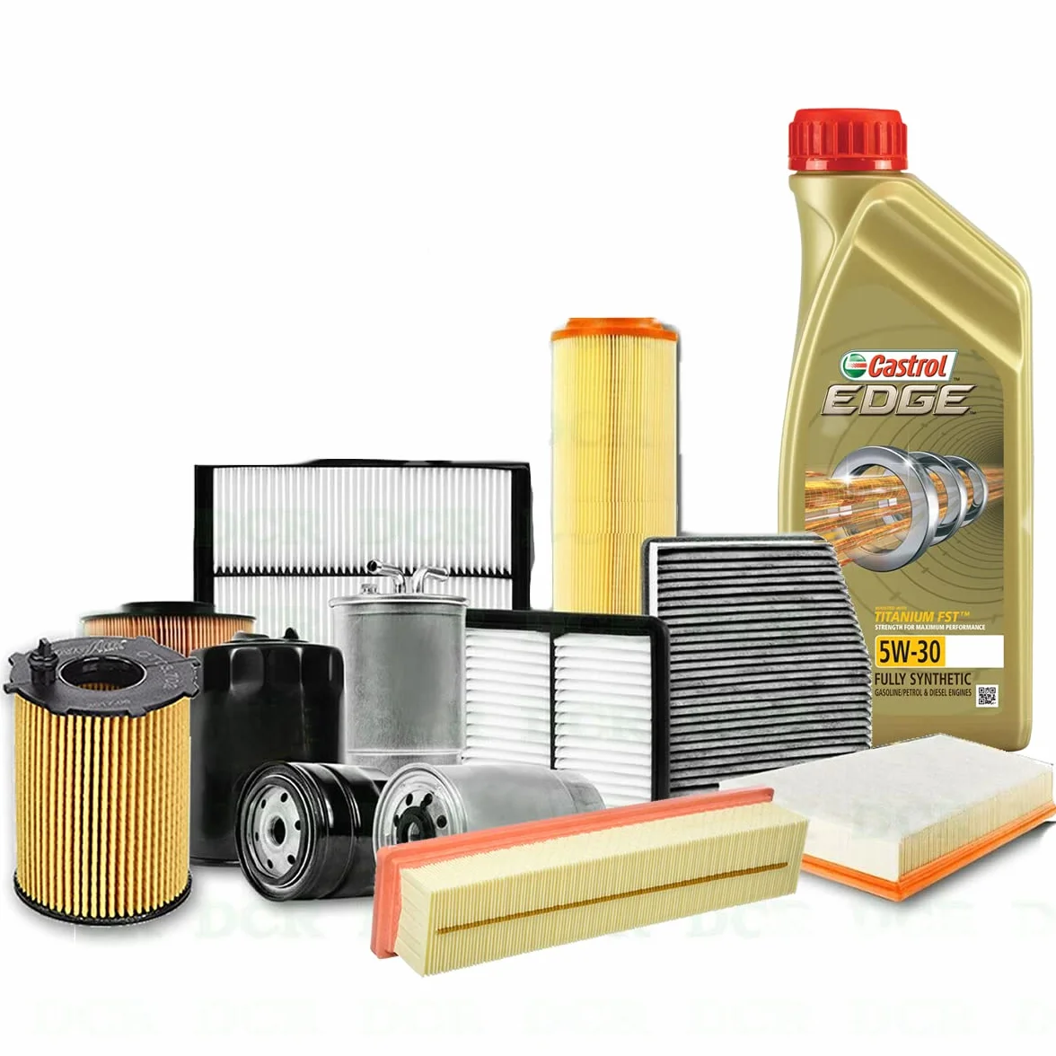 Kit tagliando auto, kit quattro filtri e 5 litri olio motore Edge 5W30 (KF0022/fo)