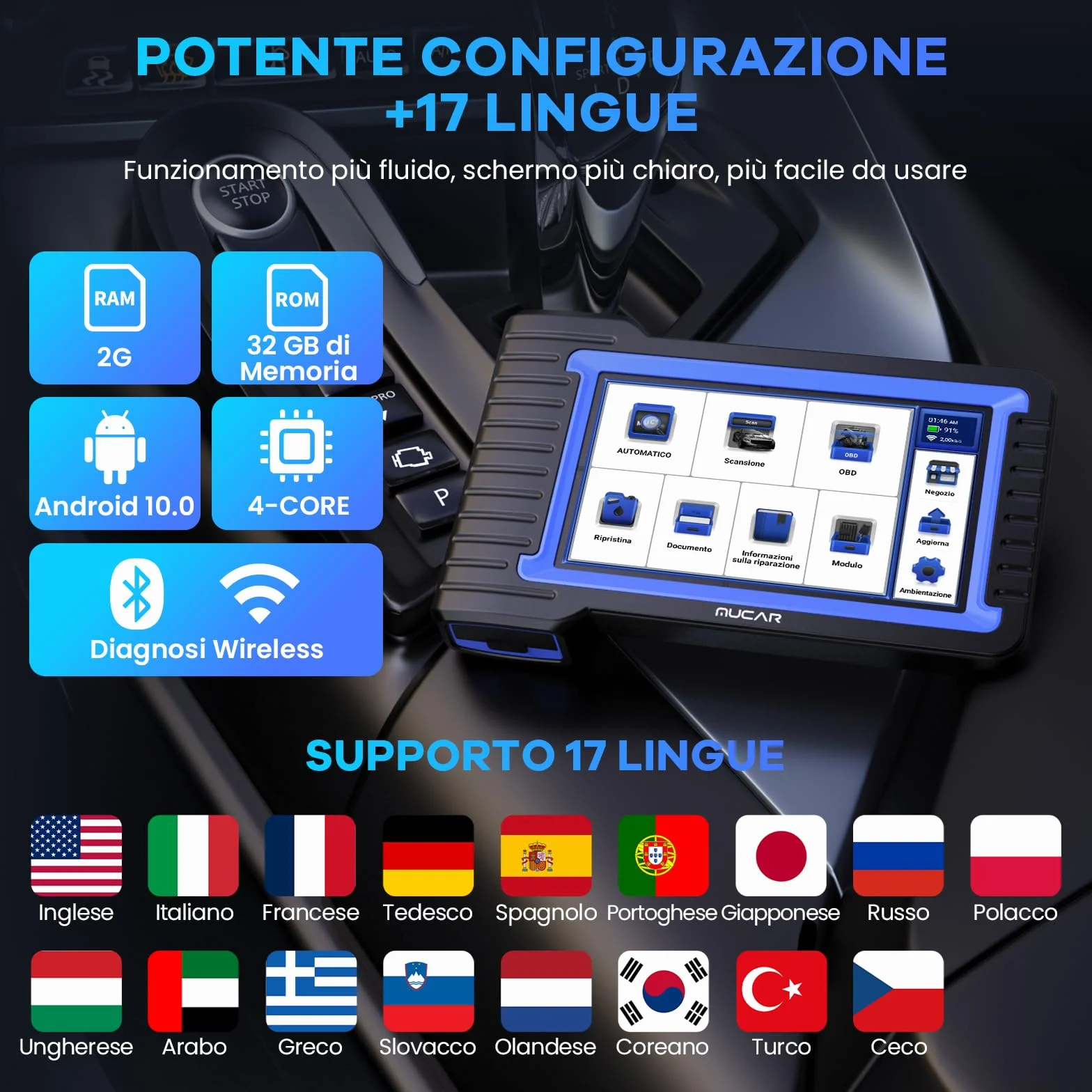 MUCAR VO7 OBD2 Diagnostica Auto ECU Codifica Controllo Bidirezionale Strumento Diagnostica Completo
