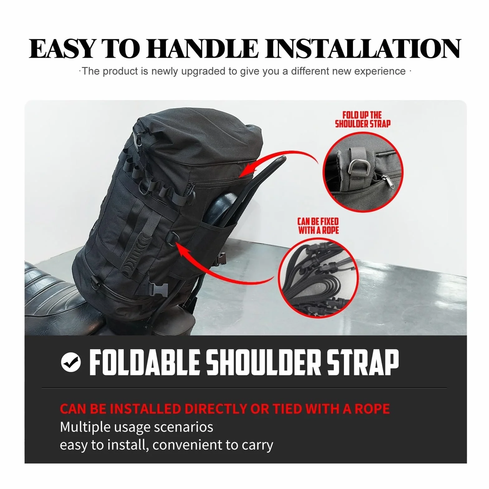 Borsa Moto Posteriore 50L-85L Zaino Portabagagli Sissy Bar Universale Espandibile