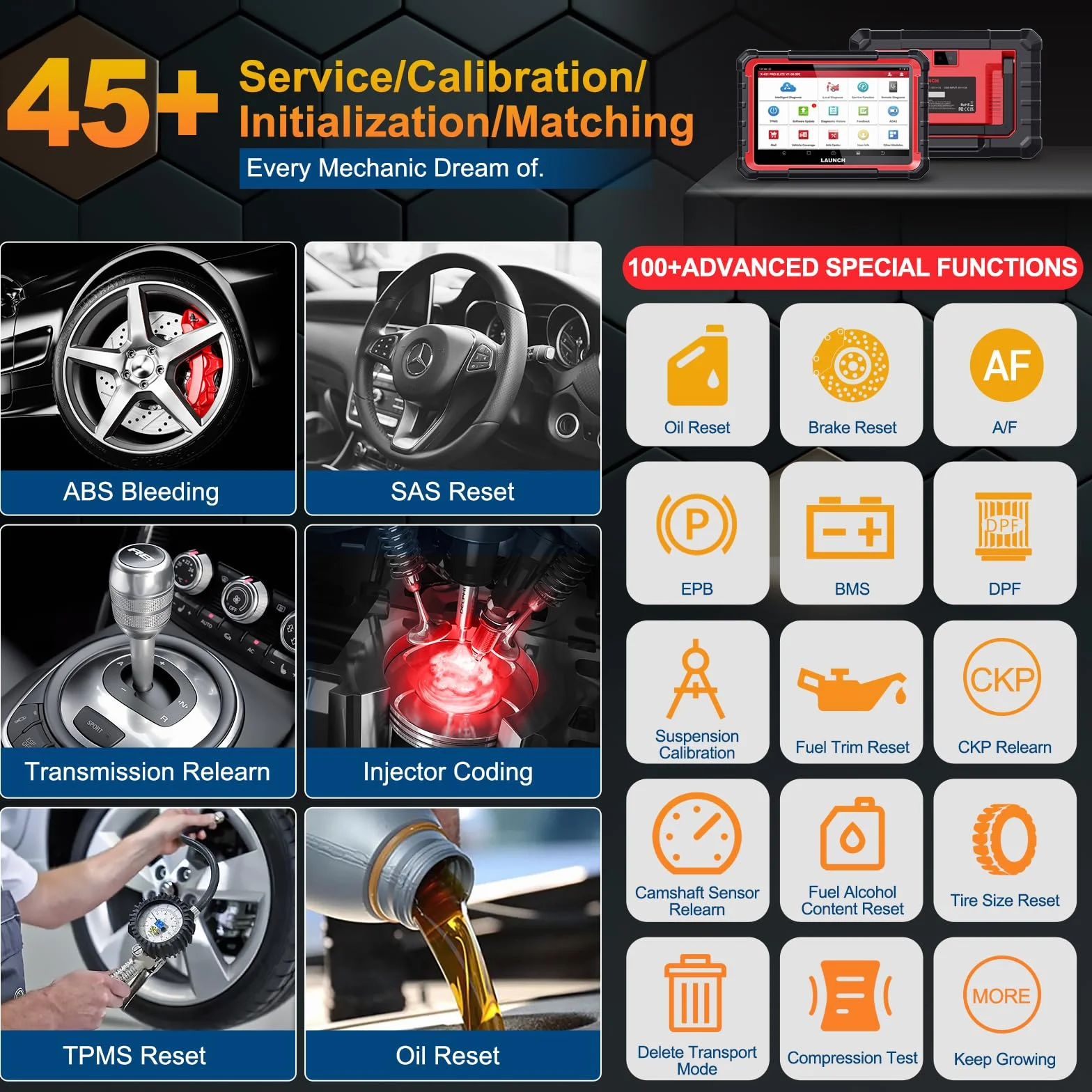 LAUNCH X431 PRO Elite OBD2 Diagnostica Auto Bidirezionale, Codifica ECU Online, CANFD & DOIP, 45+ Reset, 2 Anni Aggiornamento