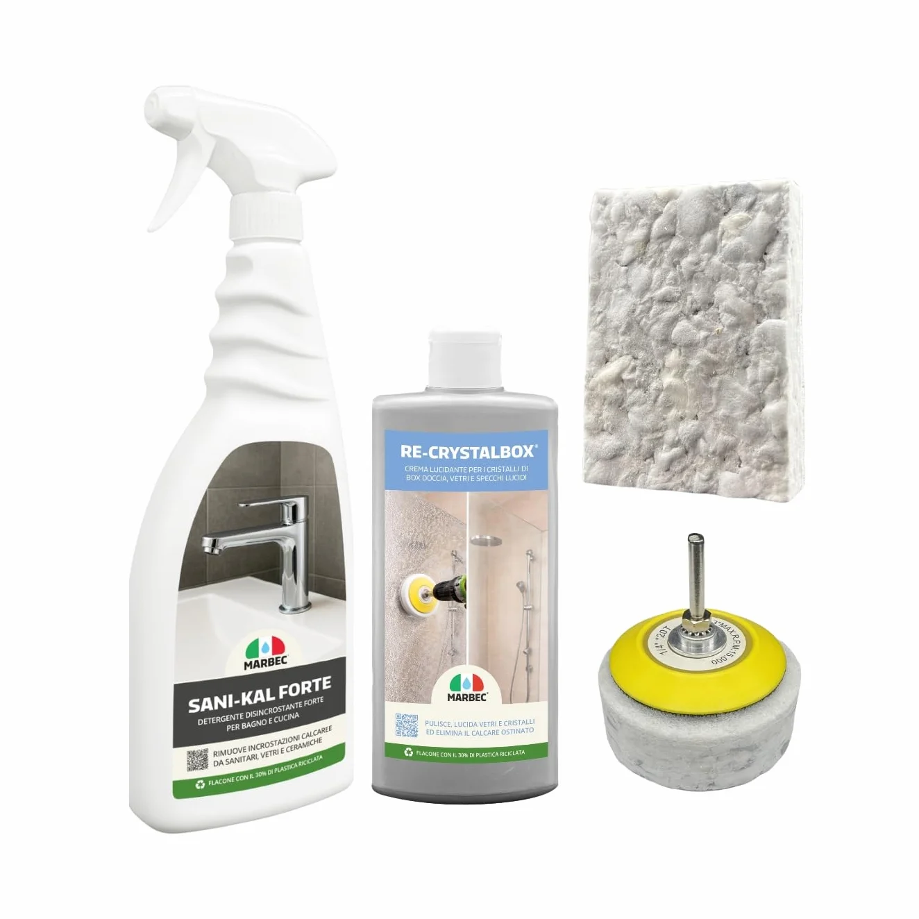 MARBEC KIT CRISTALLO Doccia Kit Completo Rimozione Calcare Cristalli Box Doccia