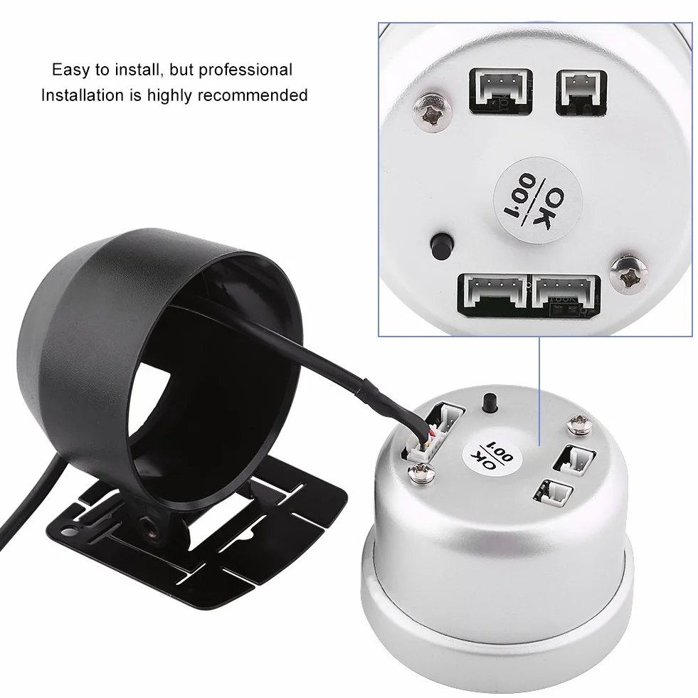 Aramox Indicatore di Livello Turbo Boost, LED Universale 60mm Indicatore di Livello Turbo Calotta Nera per Auto 0-200 Kpa
