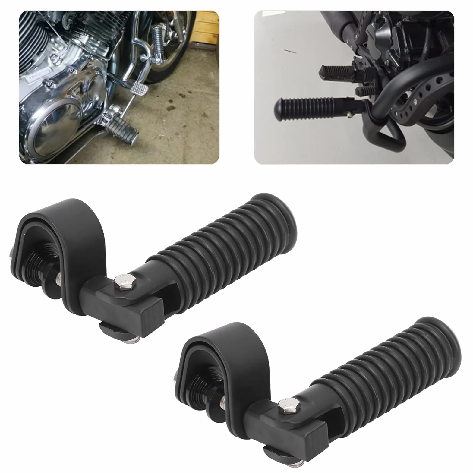 Pedane per moto Pedane per autostrada per barre di protezione Morsetto Supporto per poggiapiedi Protezione per barra di protezione motore Pedane per moto Universali Pratiche 1In (Noir)
