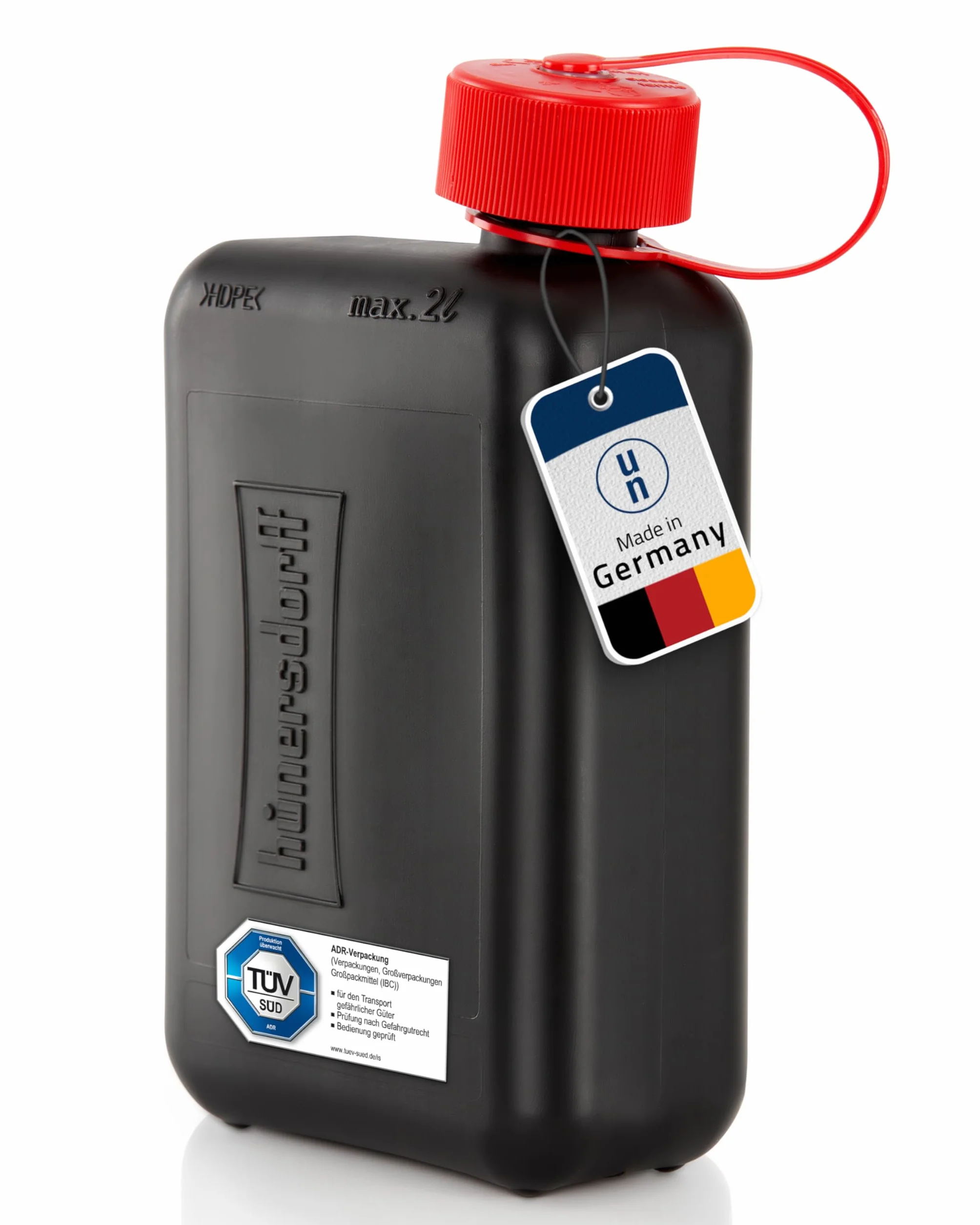 hünersdorff Tanica carburante 2 l HD-PE TÜV Germania nero