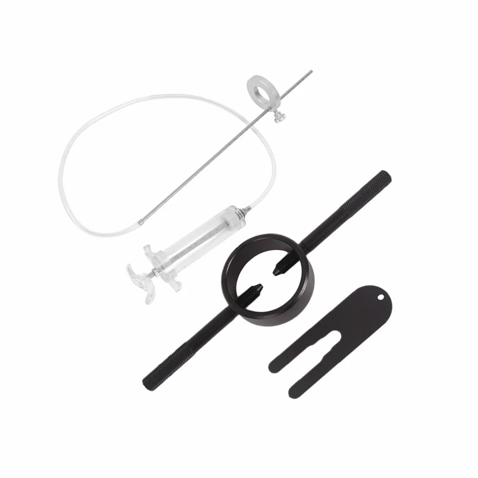 MOTO4U Kit di attrezzi per manutenzione forcella moto (strumento indicatore livello olio forcella e compressore molla forcella), per la manutenzione della moto e la sintonizzazione delle sospensioni
