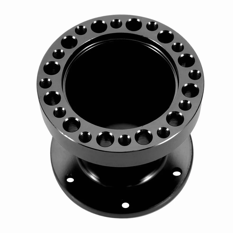 Nikou Mozzo kit adattatore mozzo volante in alluminio distanziale universale 3 pollici auto nero