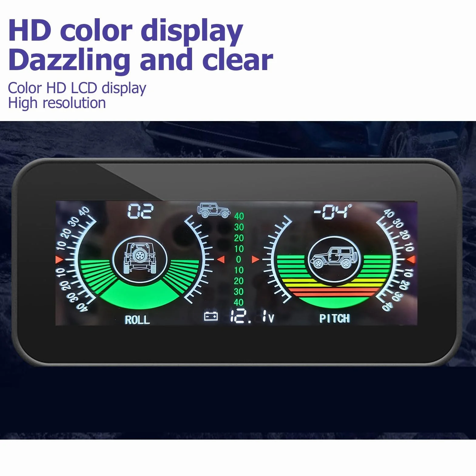 GPS HUD universale Indicatore di inclinazione livello auto con display LCD HD e avvisi allarme