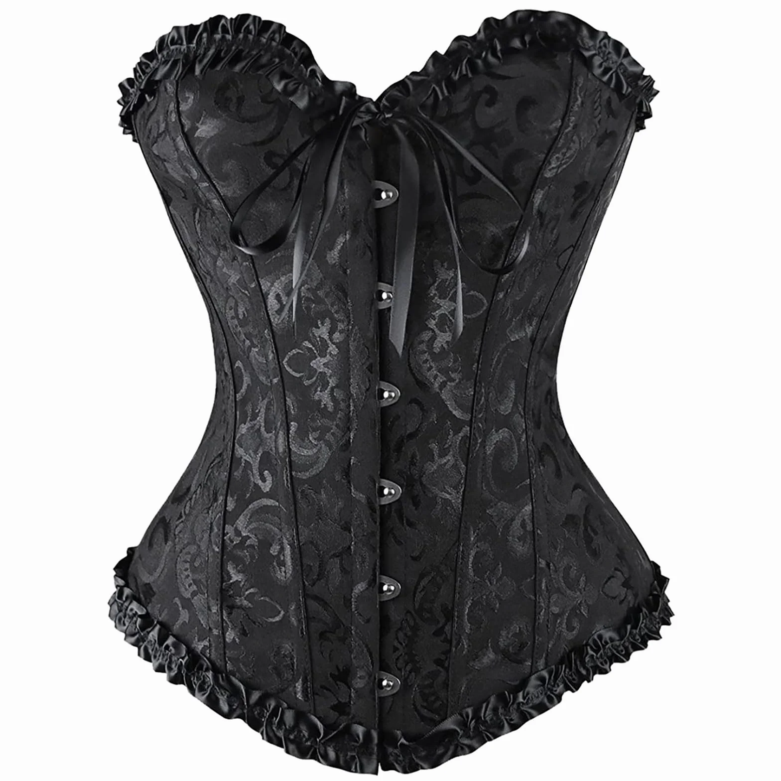 Corsetto da donna gotico con pizzo nero XS-5XL per Halloween cosplay