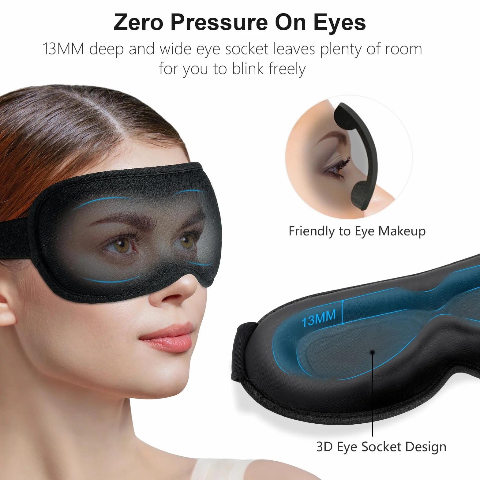 Gritin Mascherina per Dormire 3D, Maschera Occhi Blocca Luce, Pressione Zero, Morbida