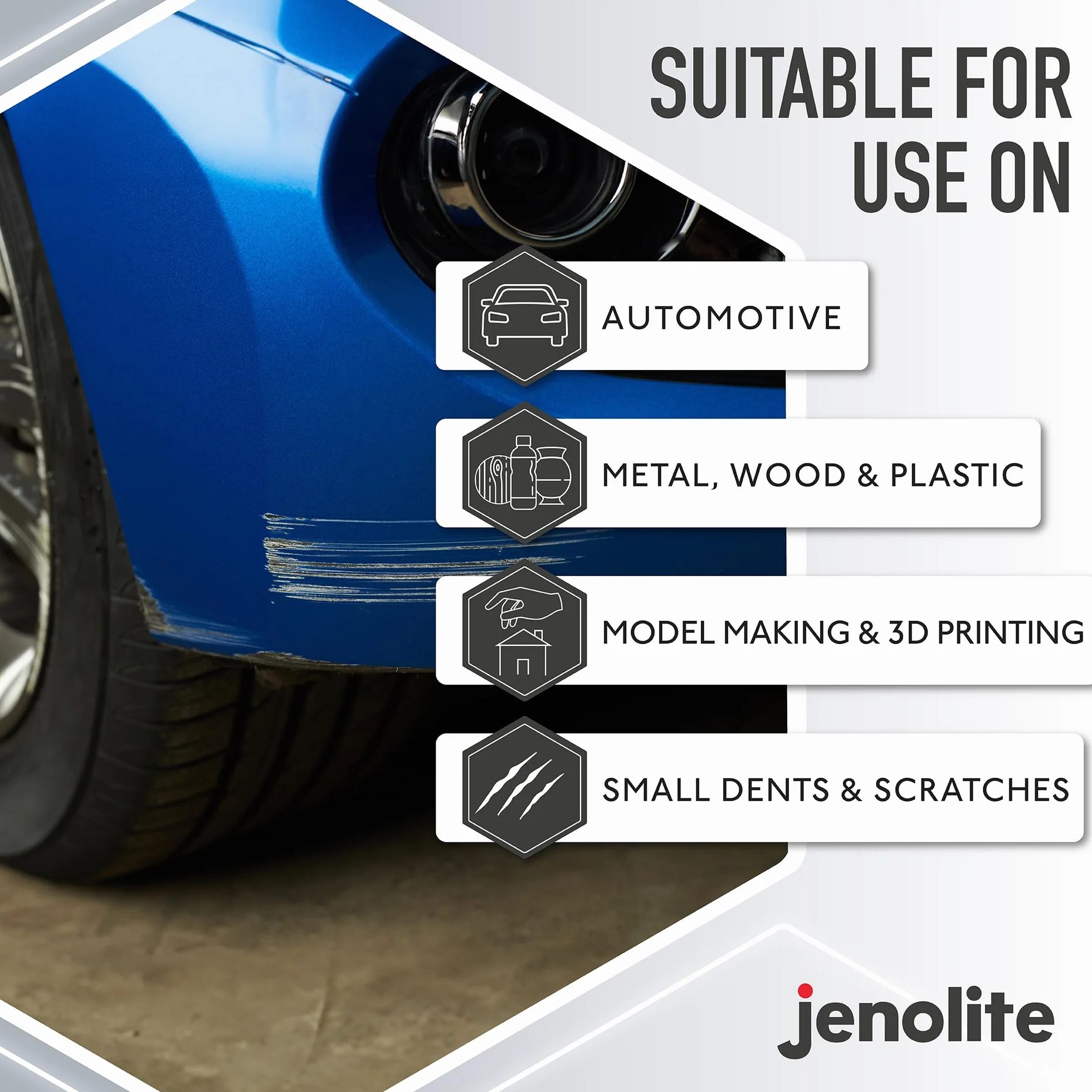 JENOLITE Primer Filler vernice spray | Bianco | Vernice primer multi-superficie ad alto riempimento | Riempie piccole ammaccature e graffi | Perfetto per carrozzeria, modelli di stampanti 3D e altro |