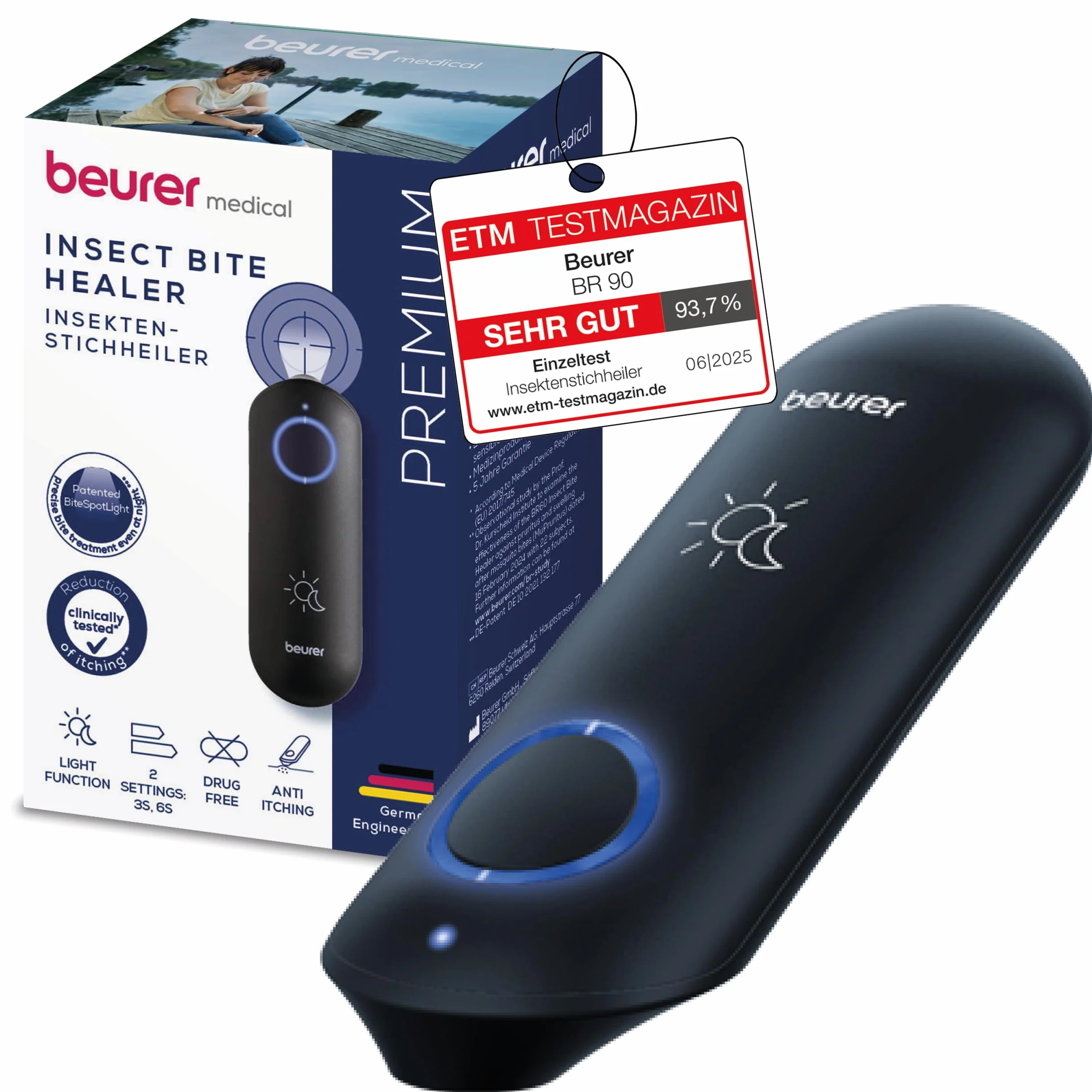 Beurer BiteX Day&Night BR 90 Penna Termica Elettronica contro Punture e Morsi di Insetti con Luce