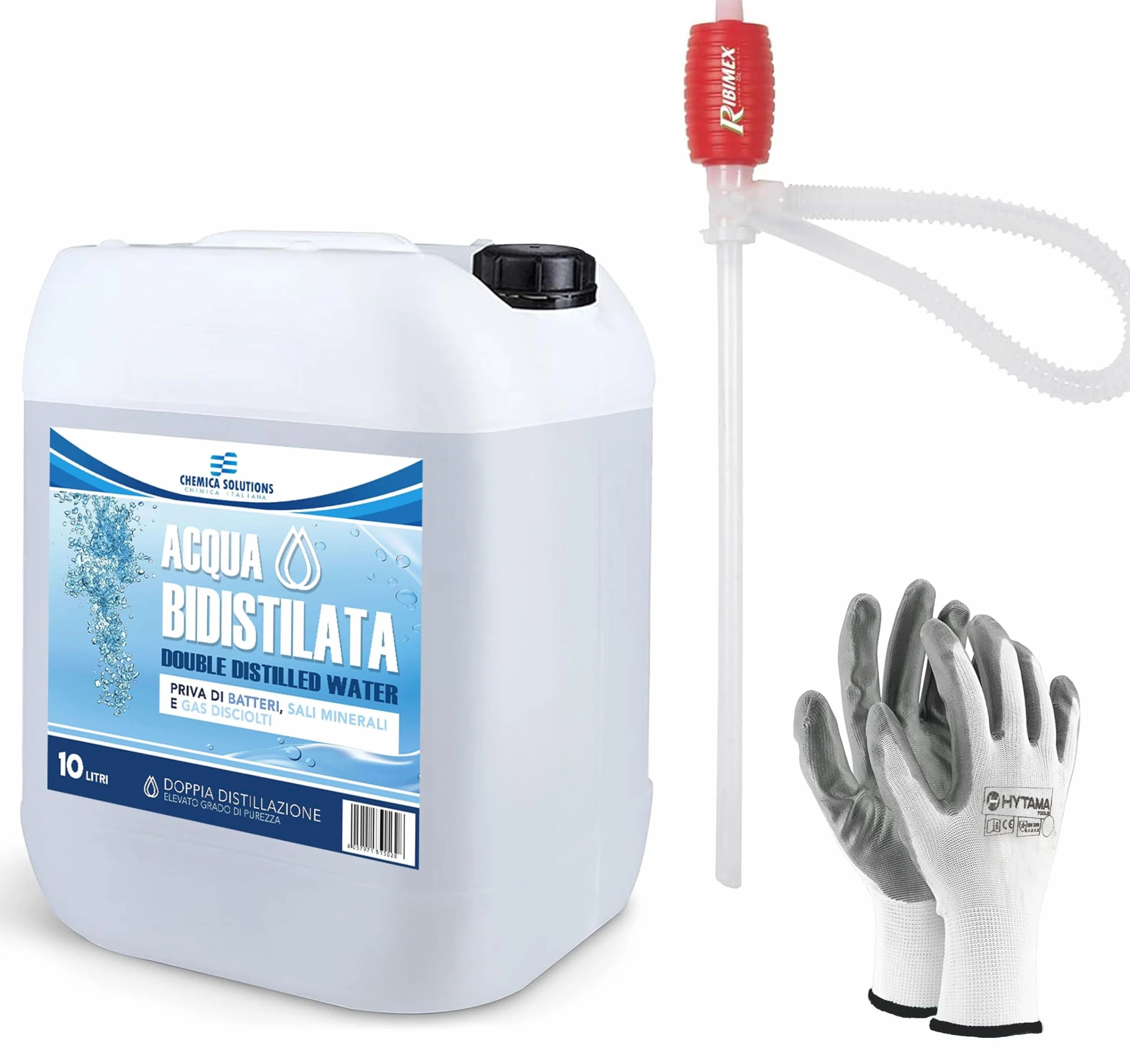 Acqua Bidistillata Pura 10 Litri per Uso Industriale e Clinico, Demineralizzata, Made in Italy
