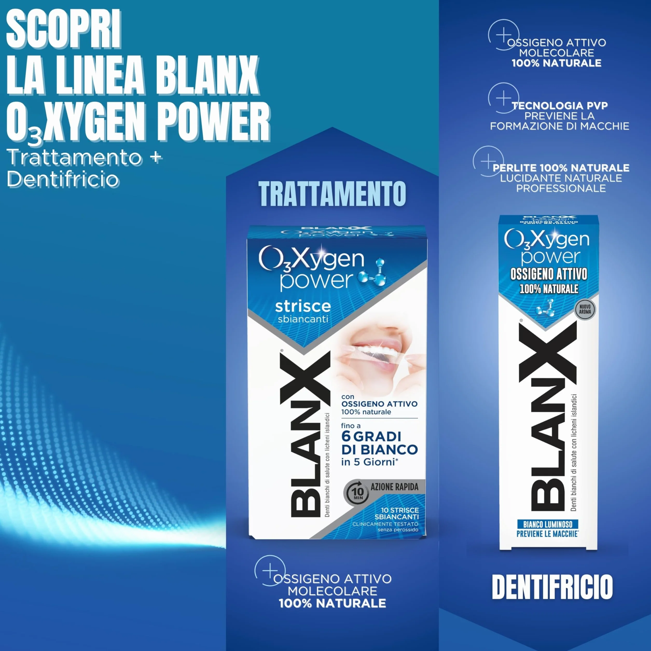BlanX Strisce Sbiancanti O3Xygen Power Trattamento Sbiancante Ossigeno Attivo 10 Strisce